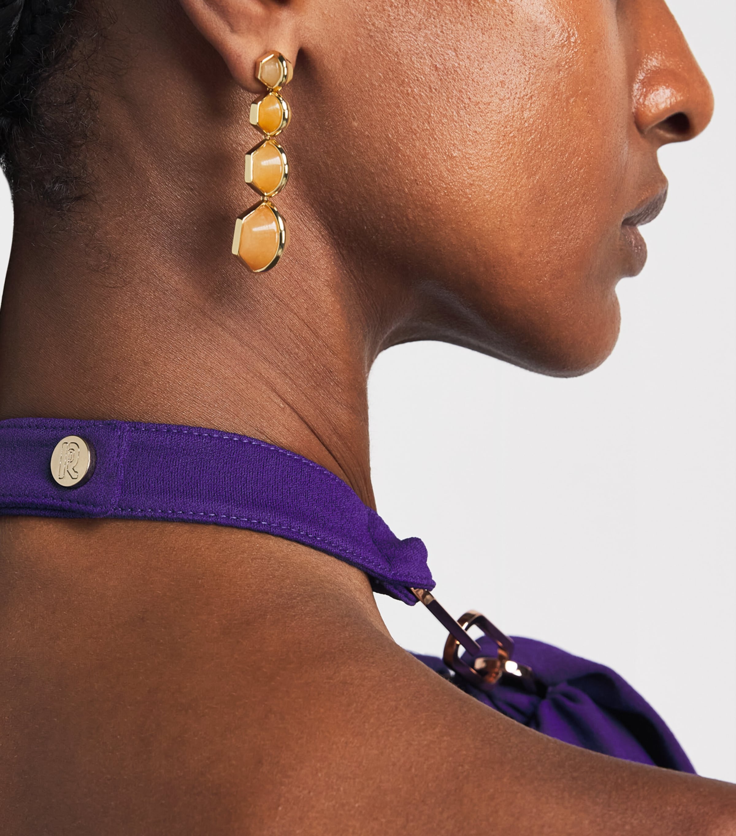 Rabanne Womens Chain-Detail Halterneck Gown Purple Image 3