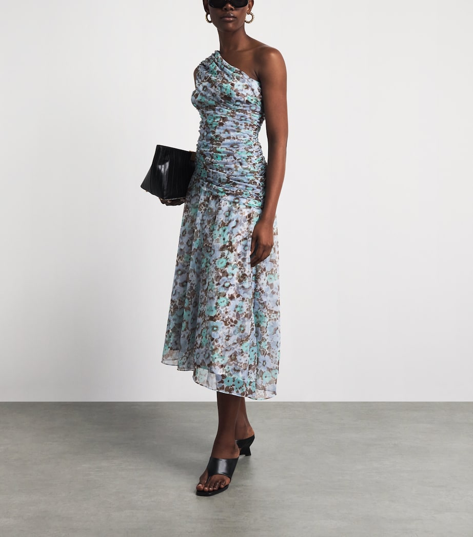 Tory Burch Womens Floral Satin Midi Dress Blue Floral Image 2