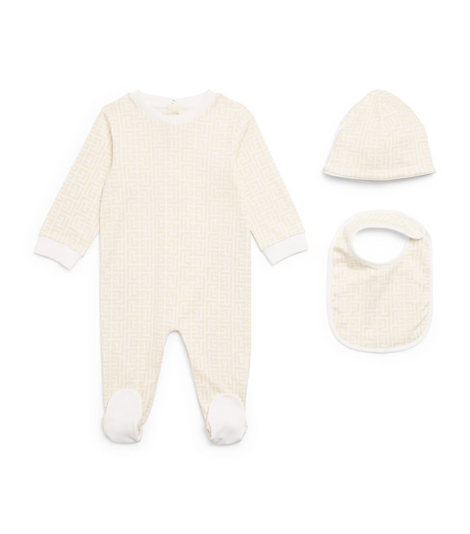 All-In-One, Bib and Hat Set (3-9 Months) 109BCBEIGE/BIANCO Image 1