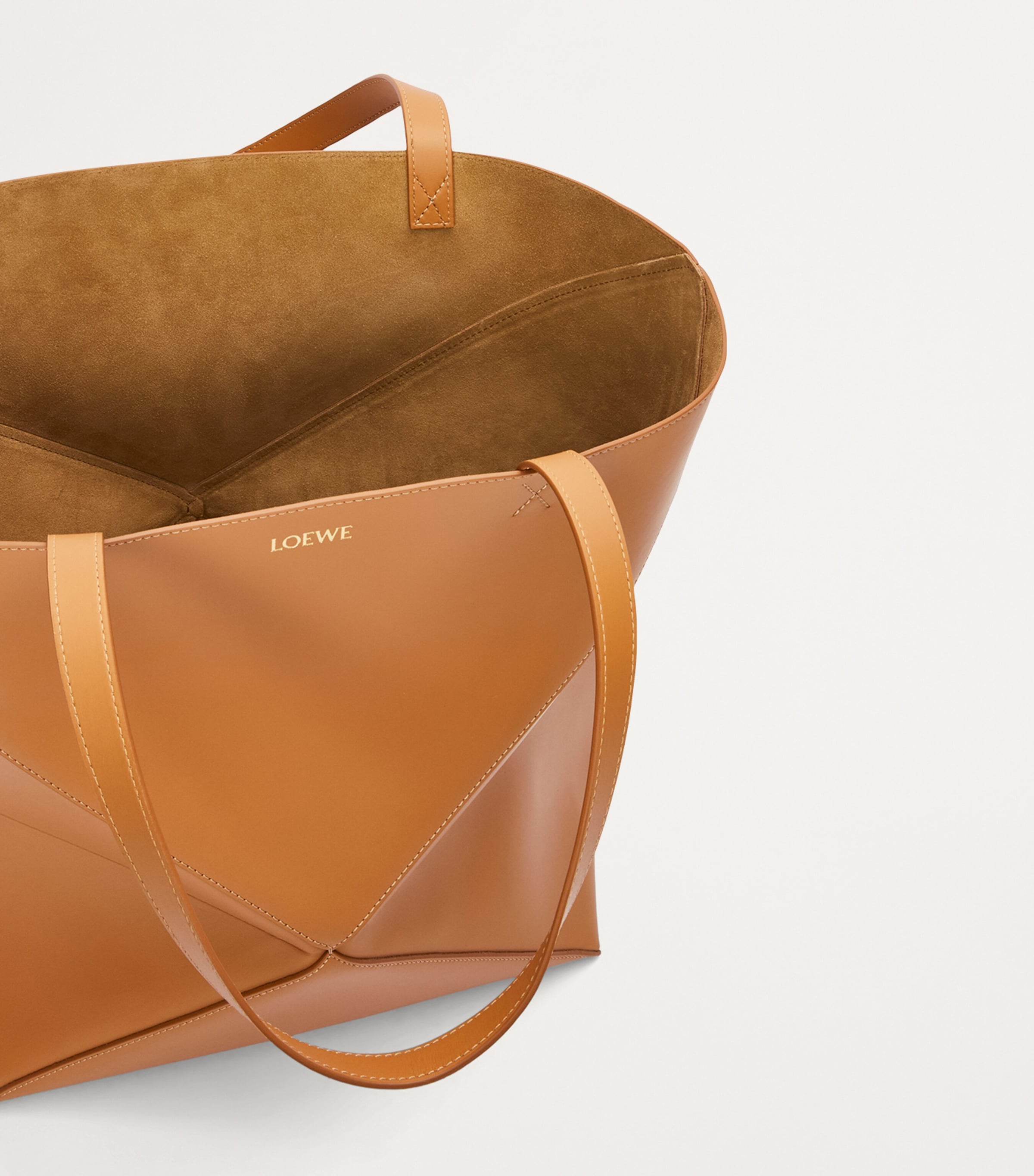XL Leather Puzzle Fold Tote Bag WARM DESERT Image 5