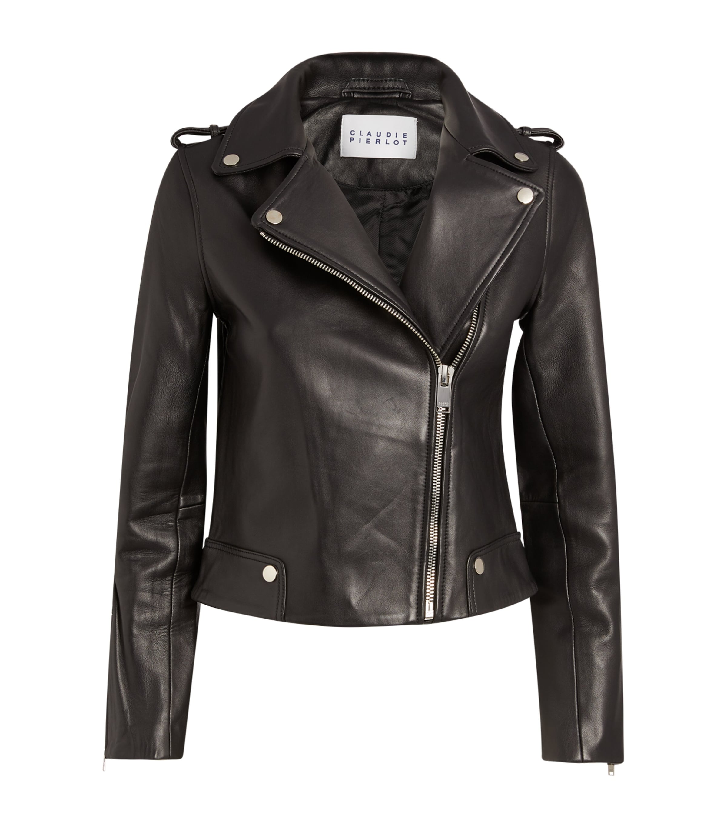 Shop Claudie Pierlot Leather Jacket In Black