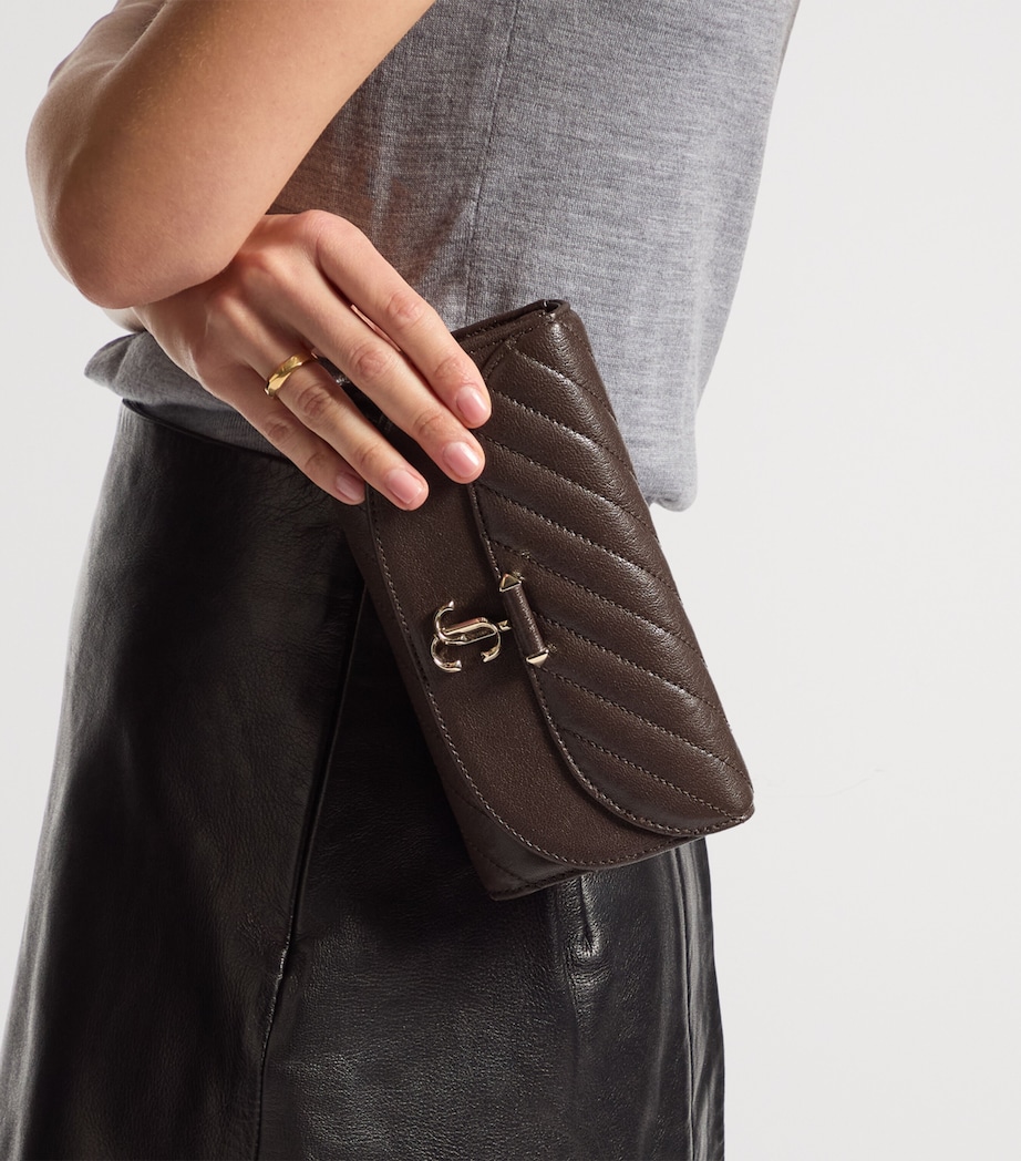 Jimmy Choo Curve Wallet on Chain Chocolate/shiny Gold Image 2
