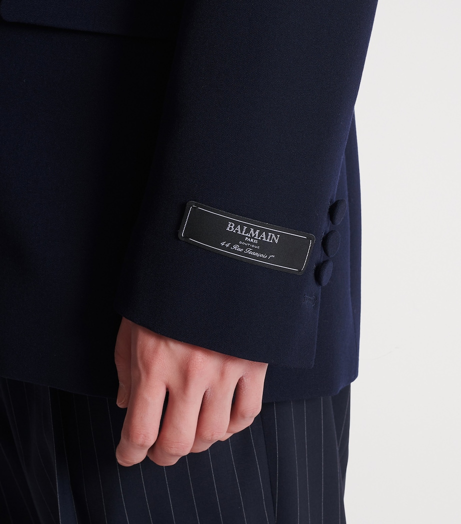 Wool Crystal-Embellished Emblem Blazer SFI BLEU/CRISTAL Image 8