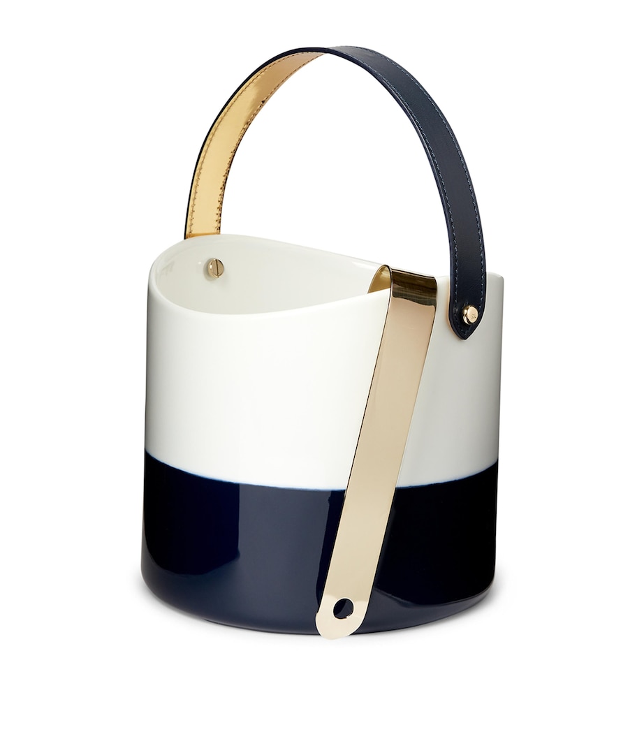 Wyatt Ice Bucket with Tongs NAVY AND WHITE Image 1