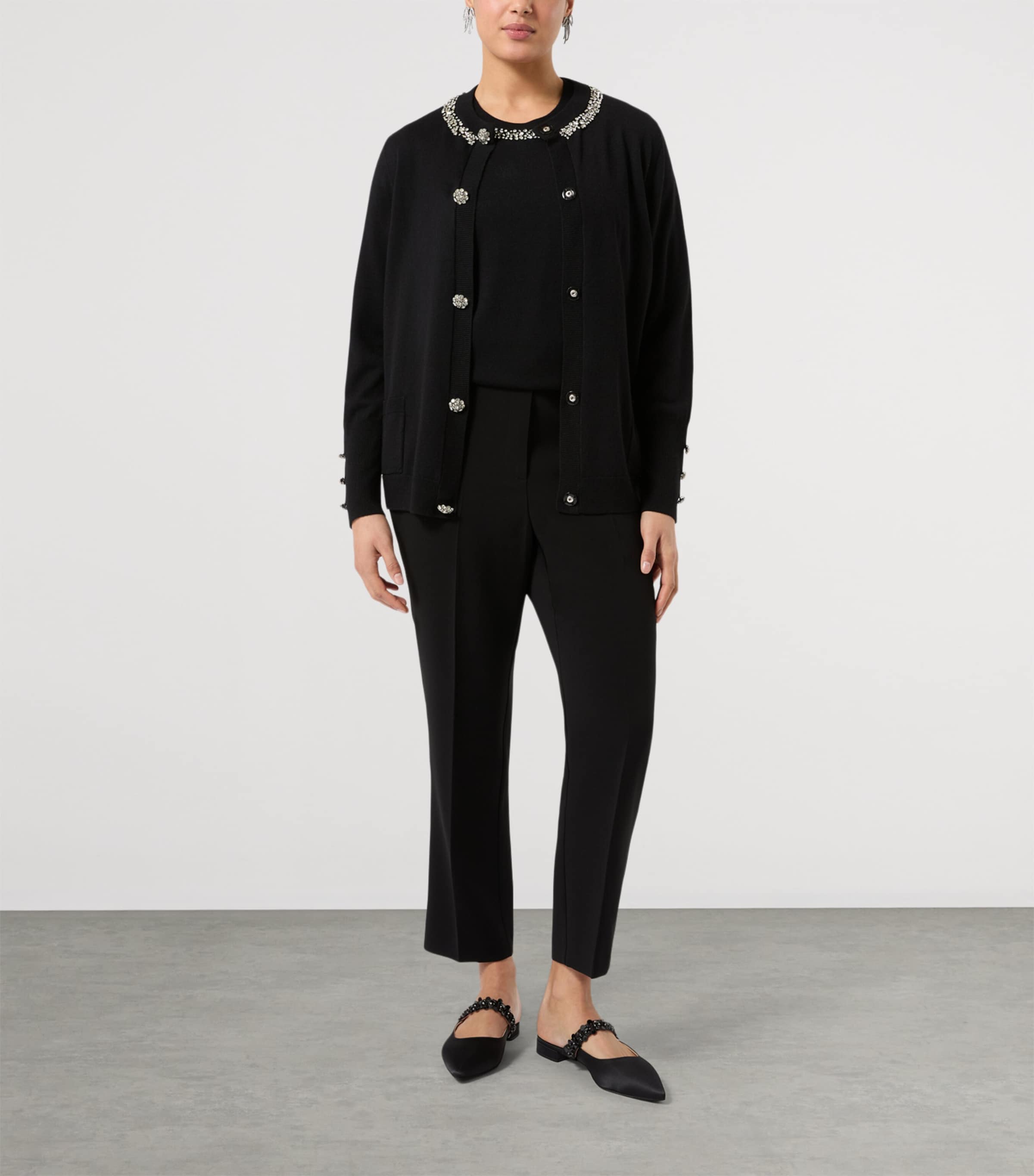 Marina Rinaldi Womens Embellished Cardigan Black Image 2