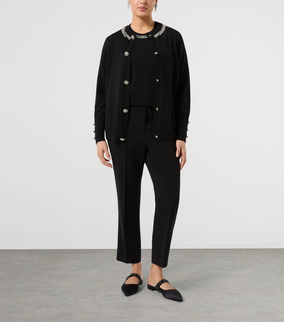 Marina Rinaldi Womens Embellished Cardigan Black Image 2