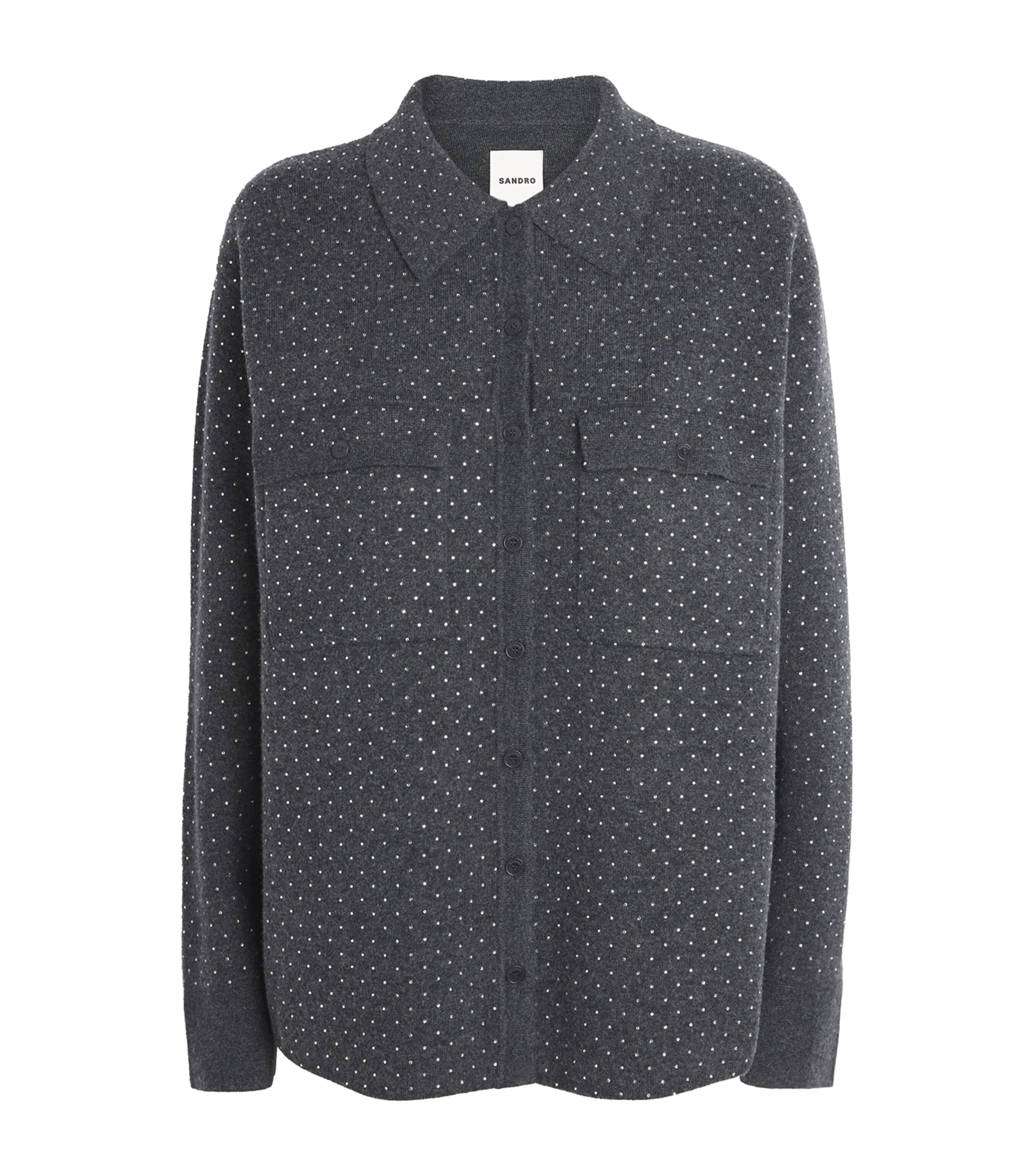 Crystal-Embellished Cardigan CHARCOAL GREY Image 1