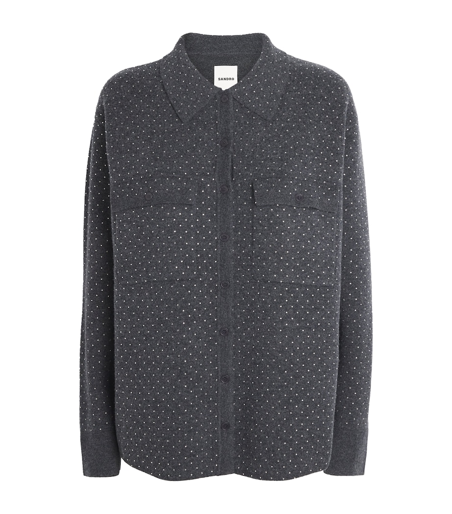 Crystal-Embellished Cardigan CHARCOAL GREY Image 1