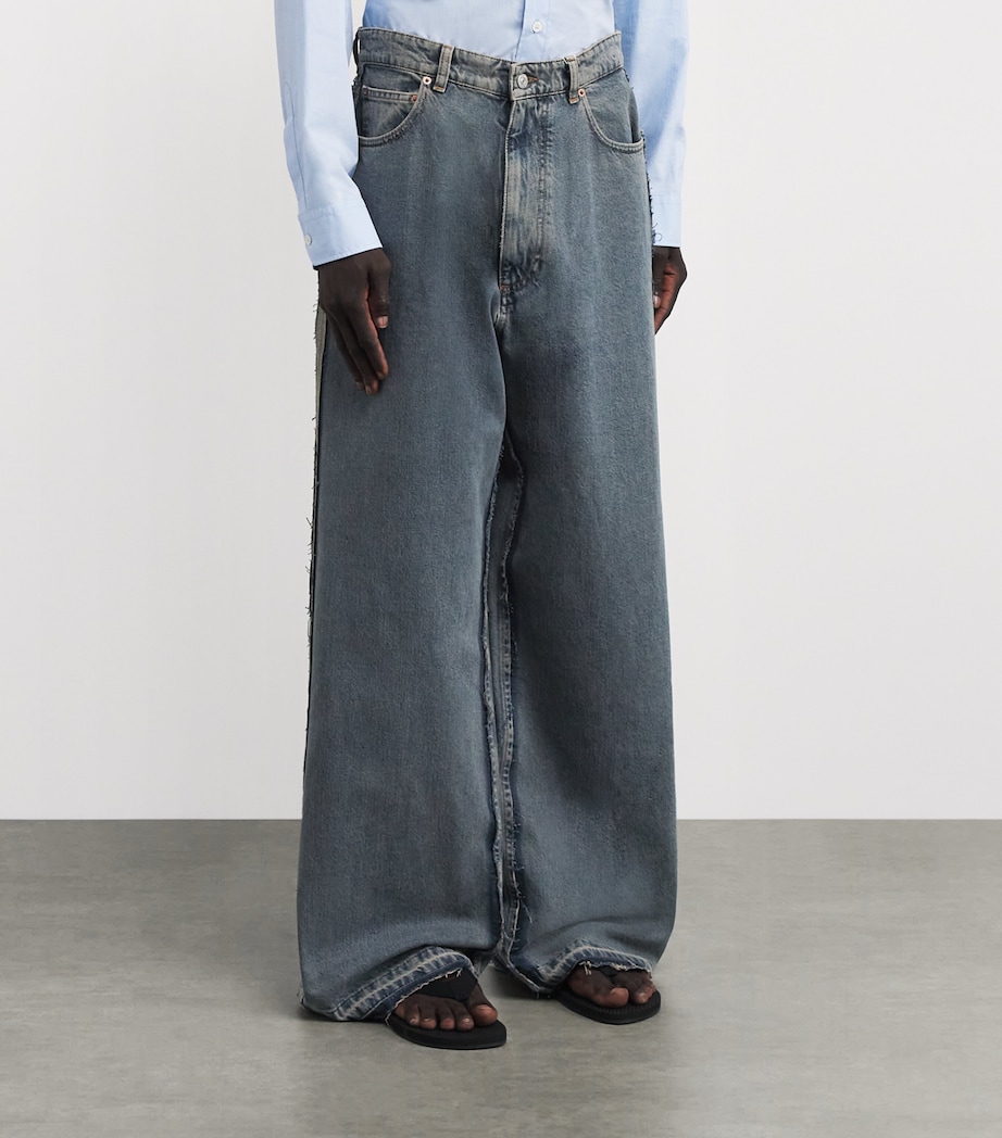 MM6 Maison Margiela Mens Oversized Distressed-Detail Jeans Light Grey Image 3