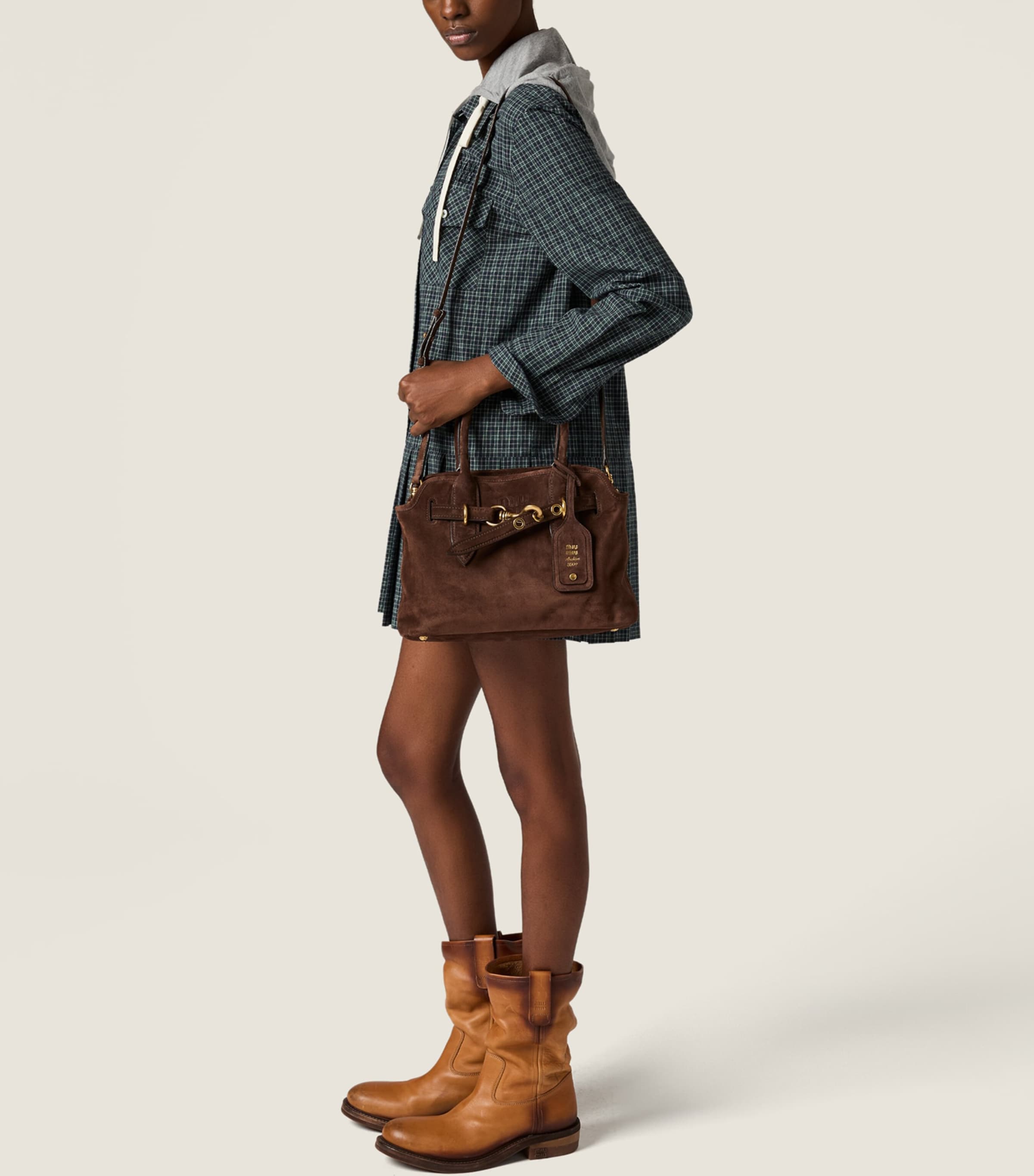Miu Miu Suede Aventure Top-Handle Bag Brown Image 5