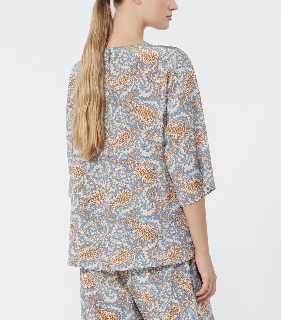 Weekend Max Mara Womens Silk Paisley Blouse Light Blue Image 4