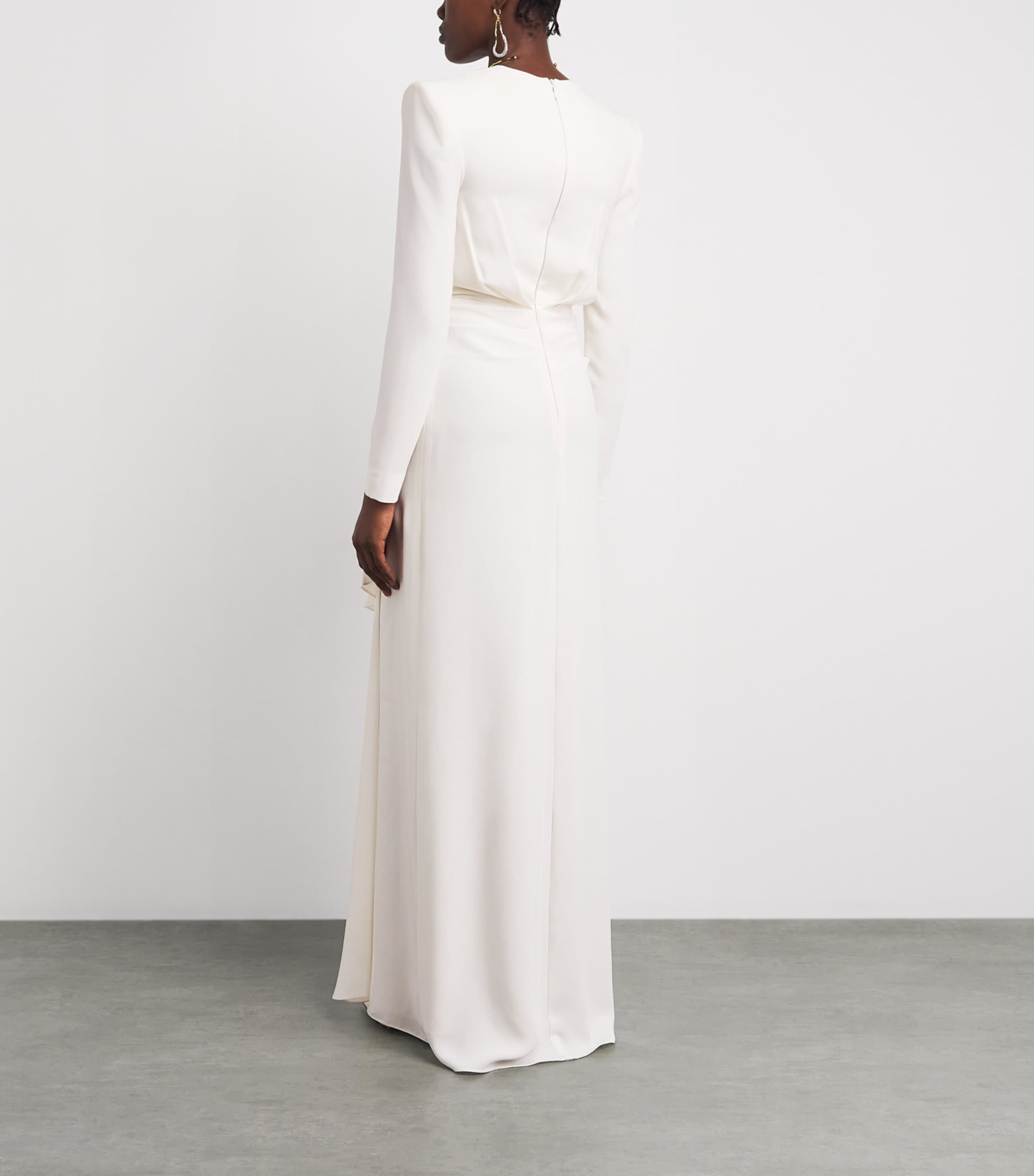 Zuhair Murad Womens Cady Draped Gown Wht Alyssium Image 4