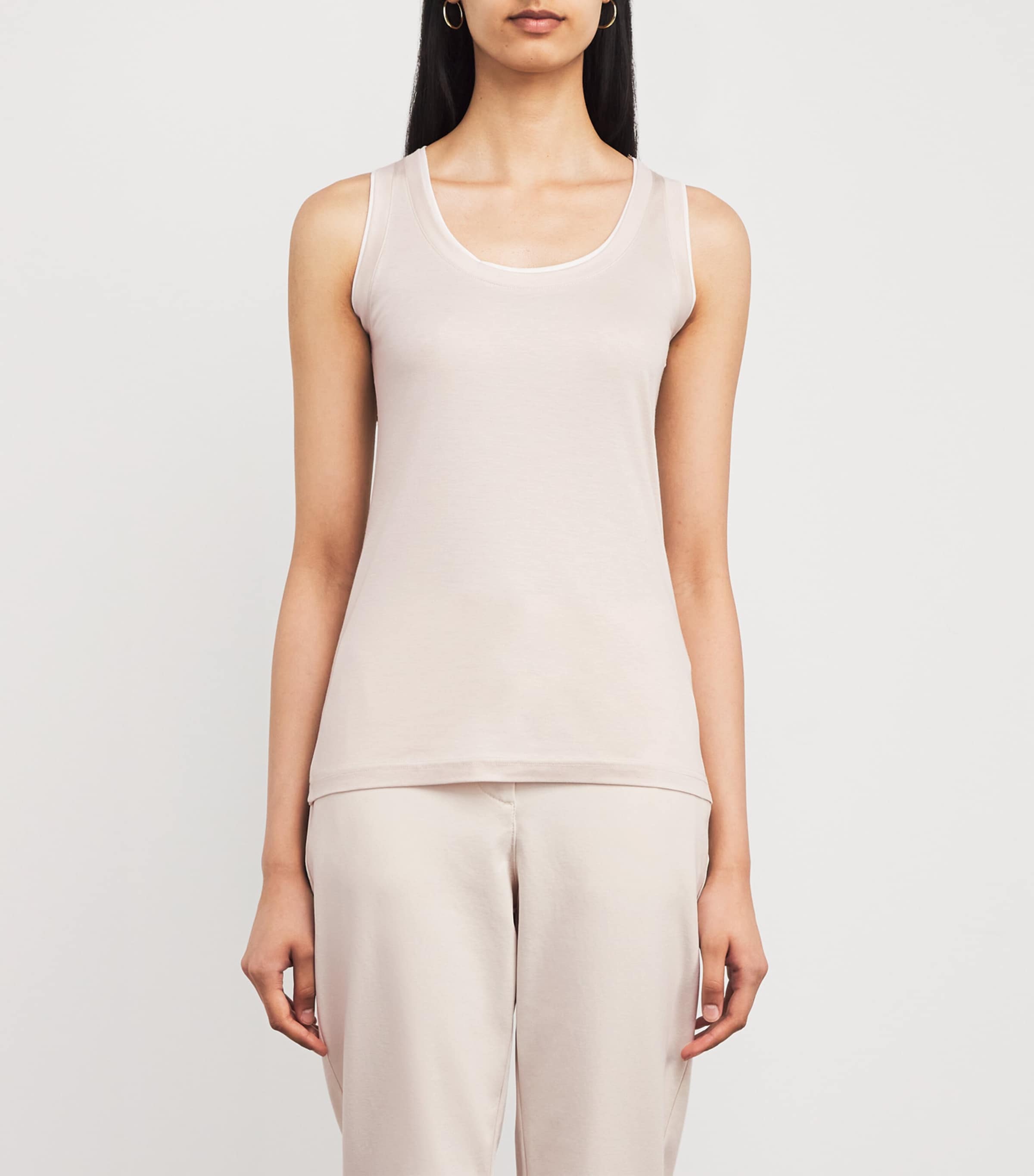 Eleventy Womens Cotton Tank Top Sabbia E Bianco Image 3