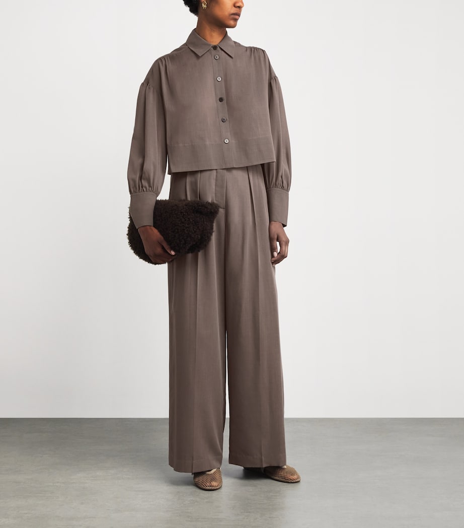 Wool-Blend Voile Anais Blouse MUSHROOM Image 2