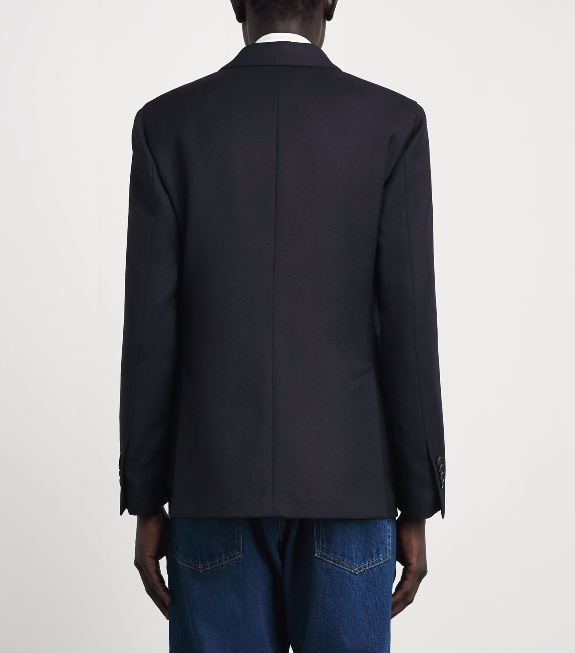 Lardini Mens Wool Double-Breasted Blazer Navy Image 5