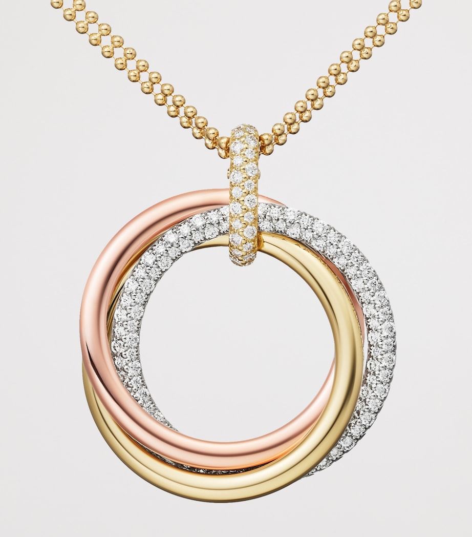 Cartier Large White, Rose, Yellow Gold and Diamond Trinity Necklace Mixed Gold Image 2