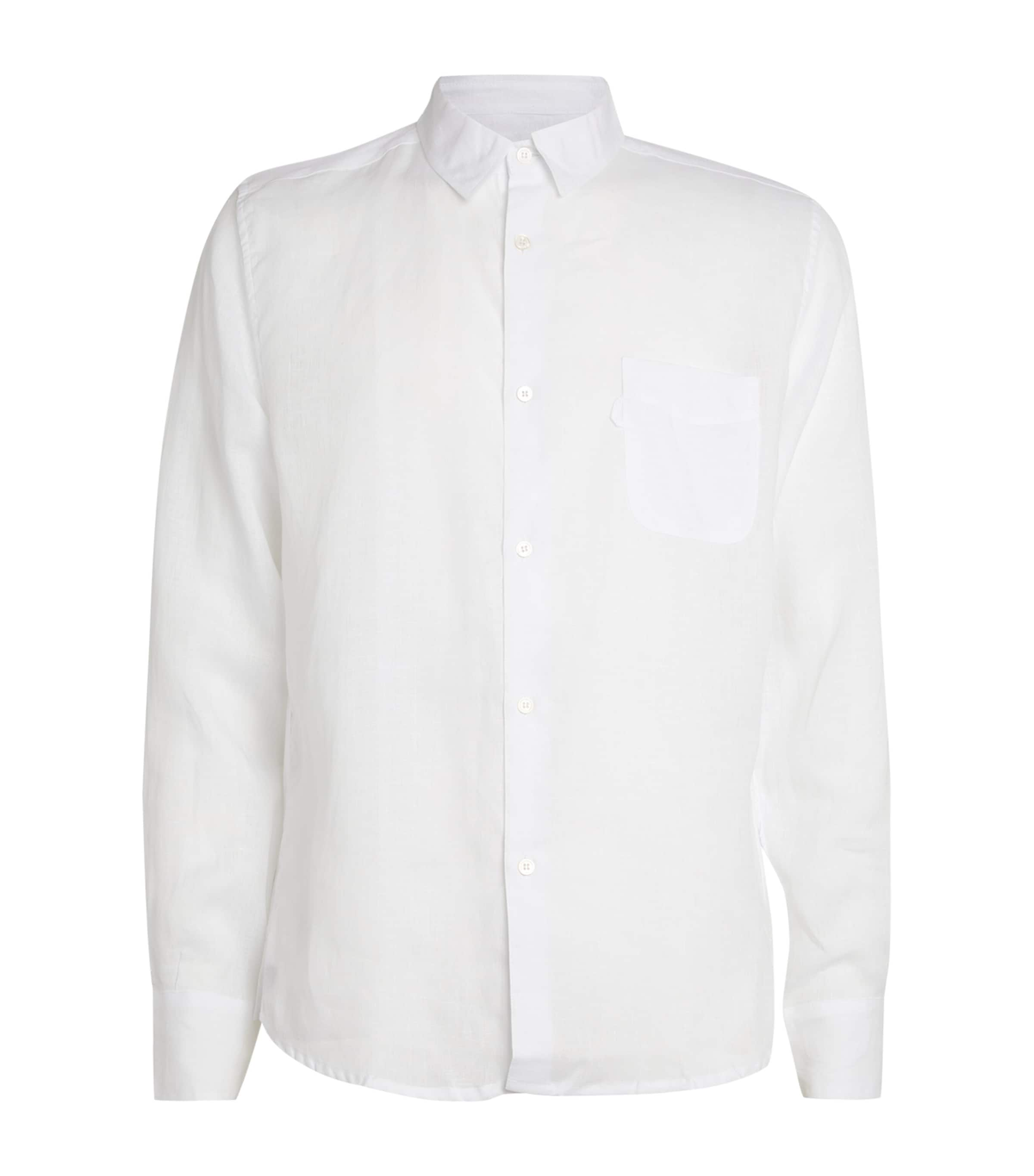 Shop Derek Rose Linen Monaco Shirt In White