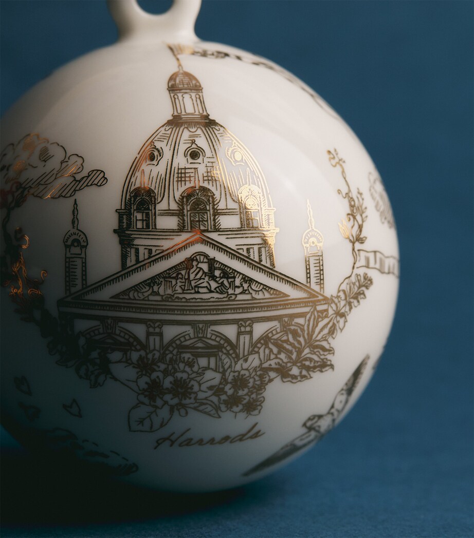 Harrods Ceramic Gold Toile Print Bauble Image 2