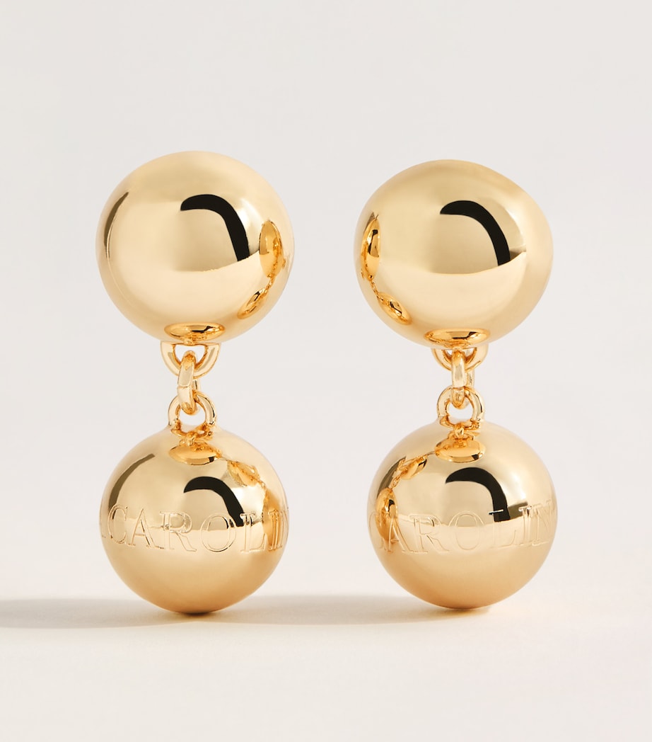 Carolina Herrera Logo Sphere Drop Earrings Gold Image 1