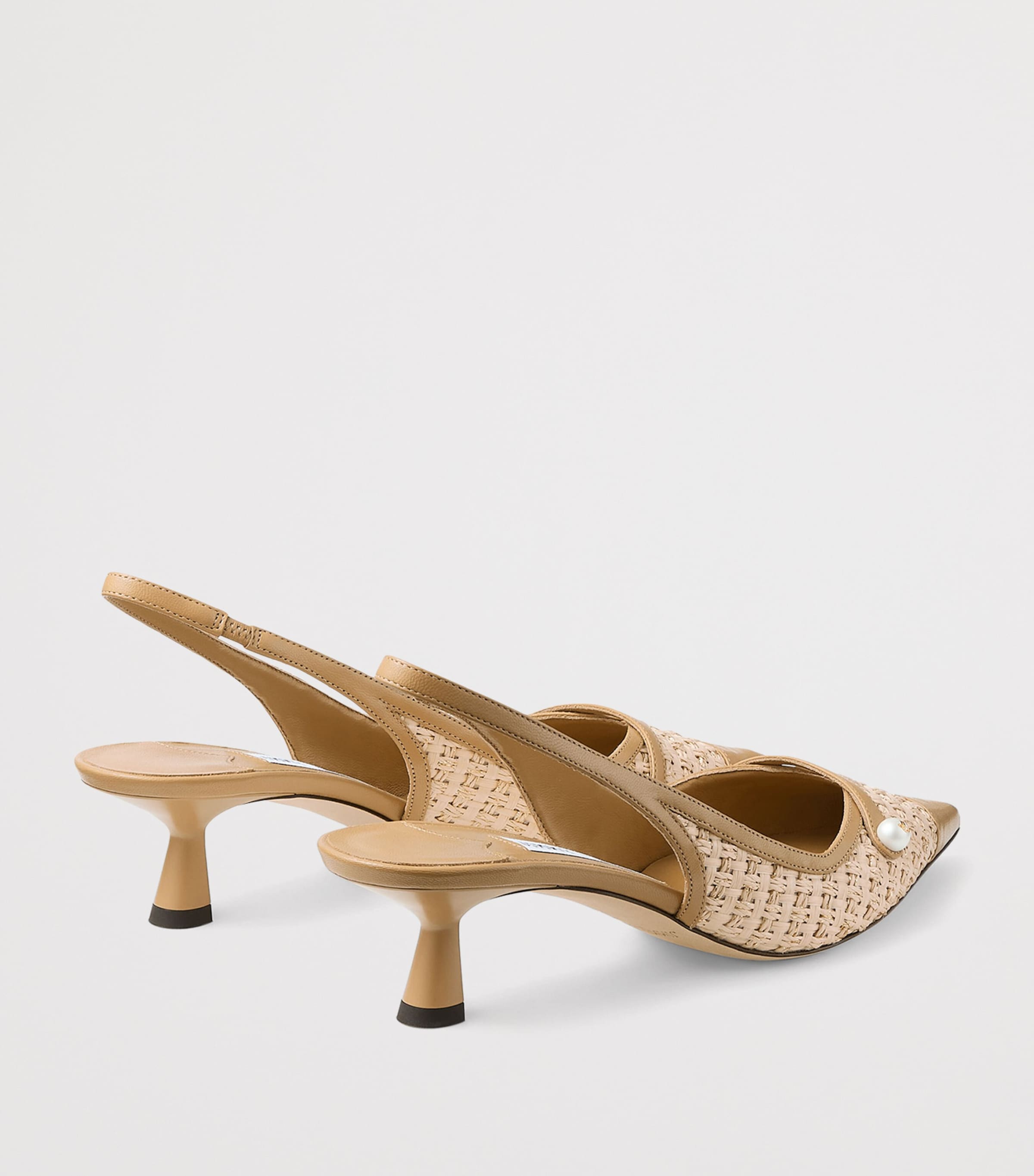 Amita 45 Leather-Trim Raffia Slingback Pumps CAPPUCCINO/NATURAL Image 4
