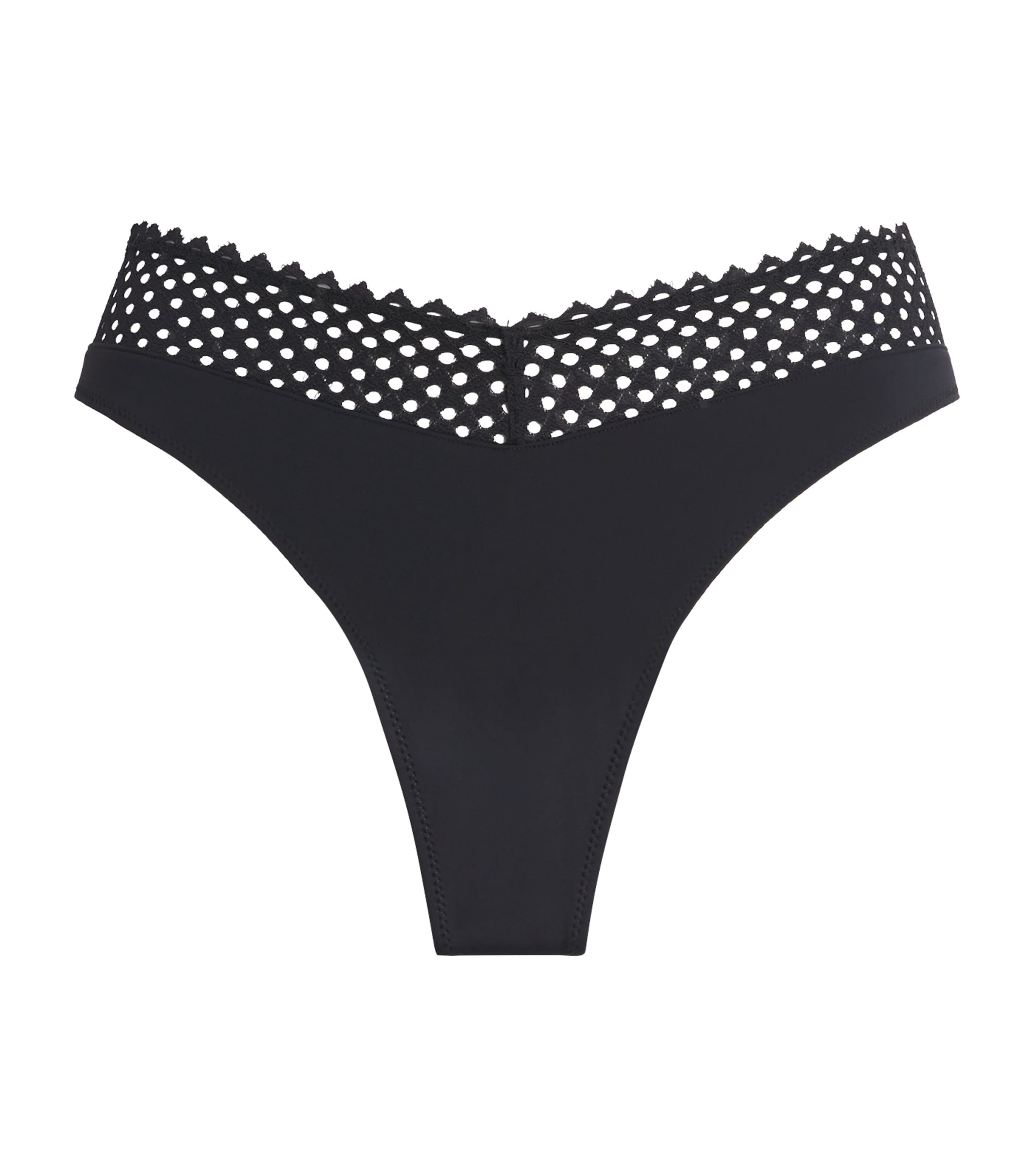 Wolford Womens Romantic Net Thong Black Image 1