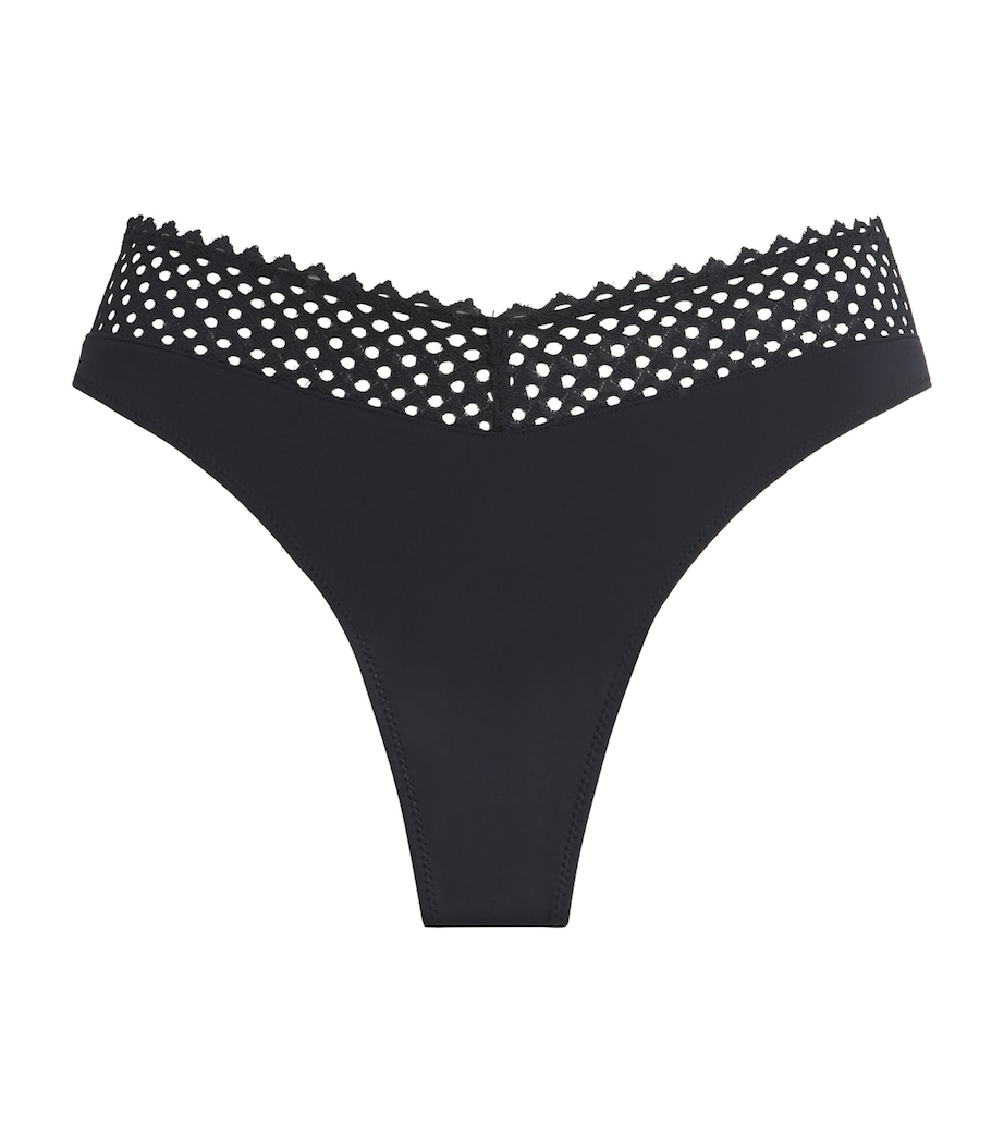 Wolford Womens Romantic Net Thong Black Image 1