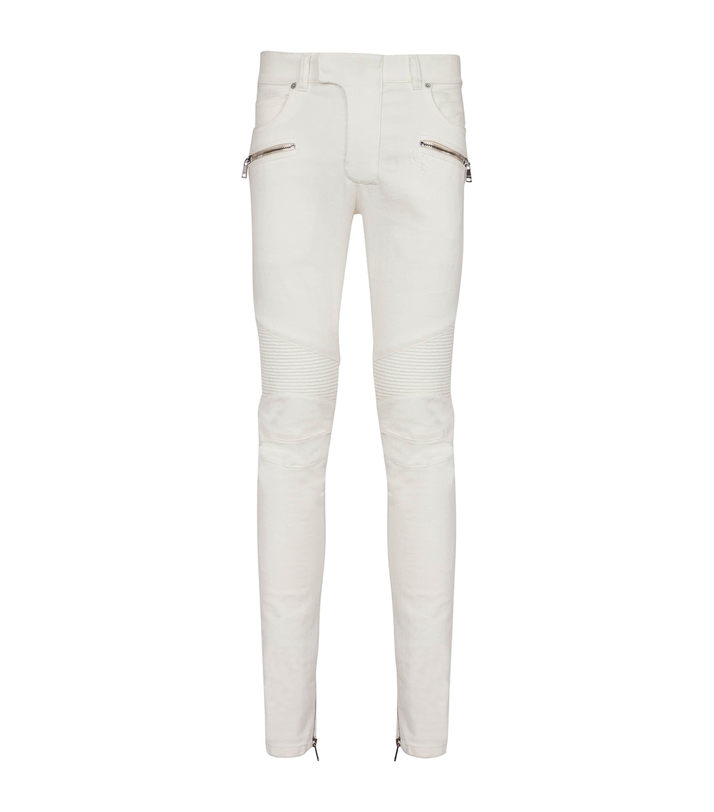 Balmain Biker Mid-rise Slim-fit Jeans In White