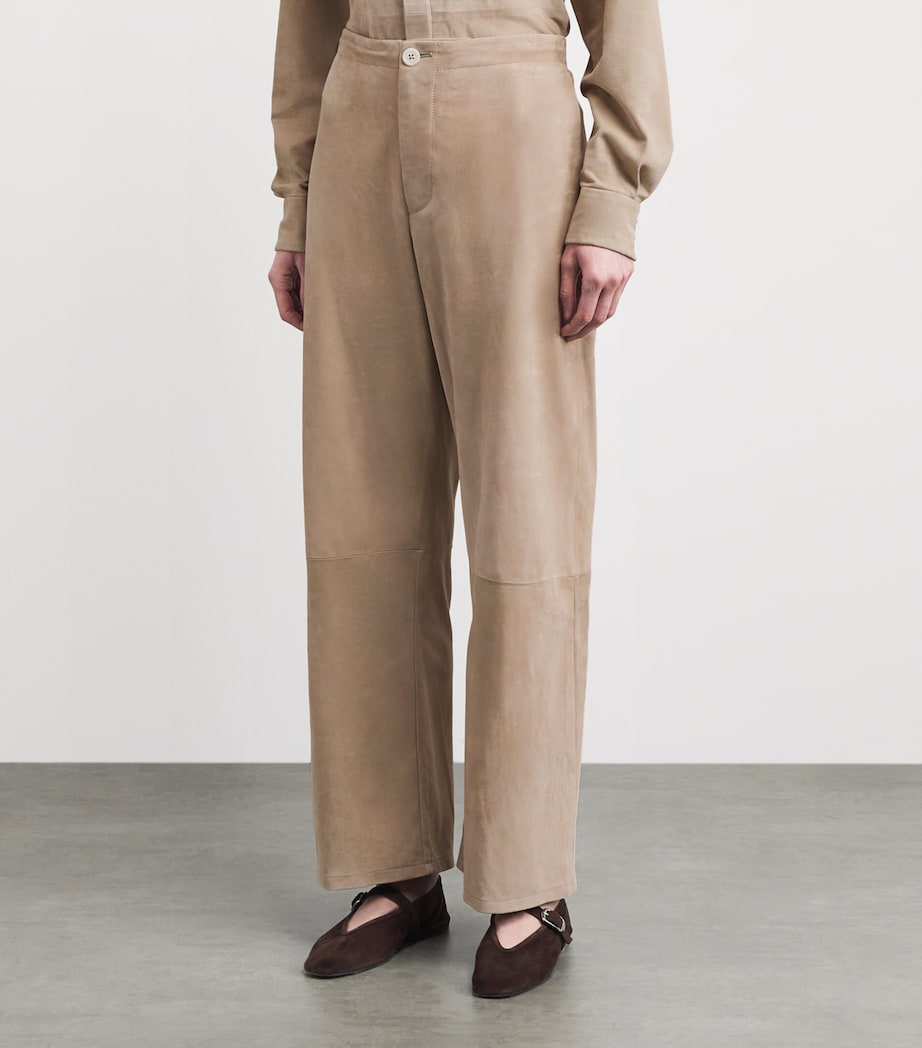 Lauren Manoogian Womens Suede Straight Tailored Trousers Sand Image 4