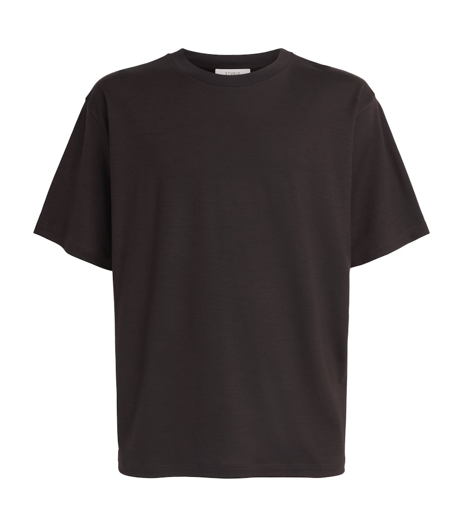 Studio Nicholson Mens Wool Henley T-Shirt Black Grape Image 1