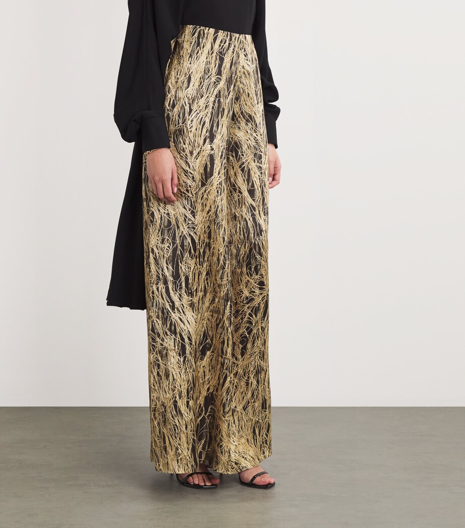 Silk Arneau Wide-Leg Trousers FEATHER SCAN GOLD Image 3
