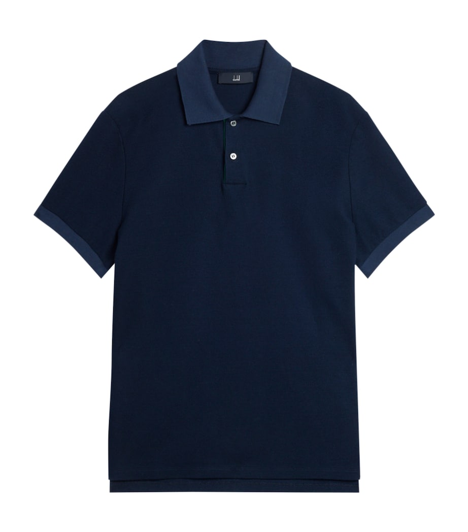 Dunhill Mens Cotton Piqué Polo Shirt Navy Image 1