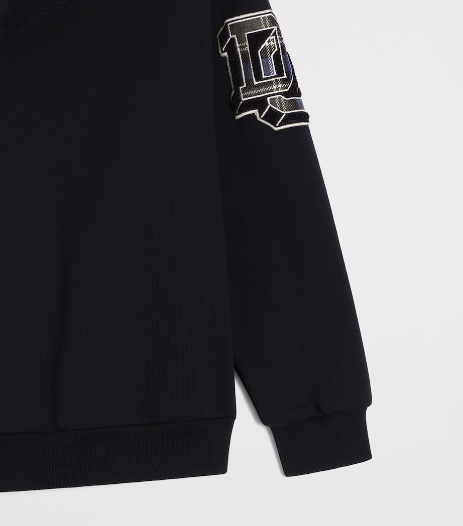 Dolce&Gabbana Kids Cotton Patch Zip-Up Hoodie (8-14 Years) Blue Image 4