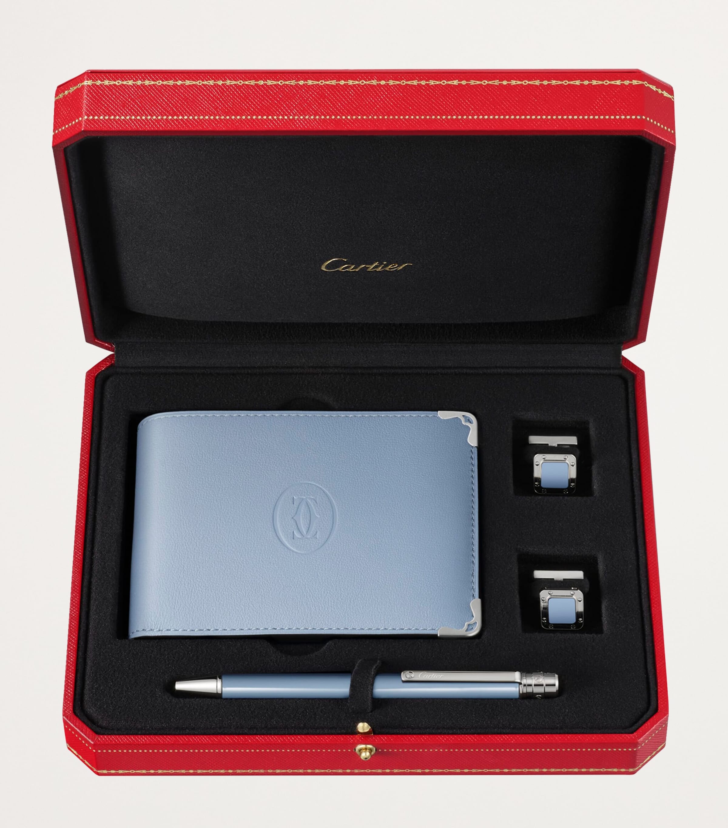 Santos De Cartier Cufflinks, Pen and Wallet Set GREY-BLUE Image 7