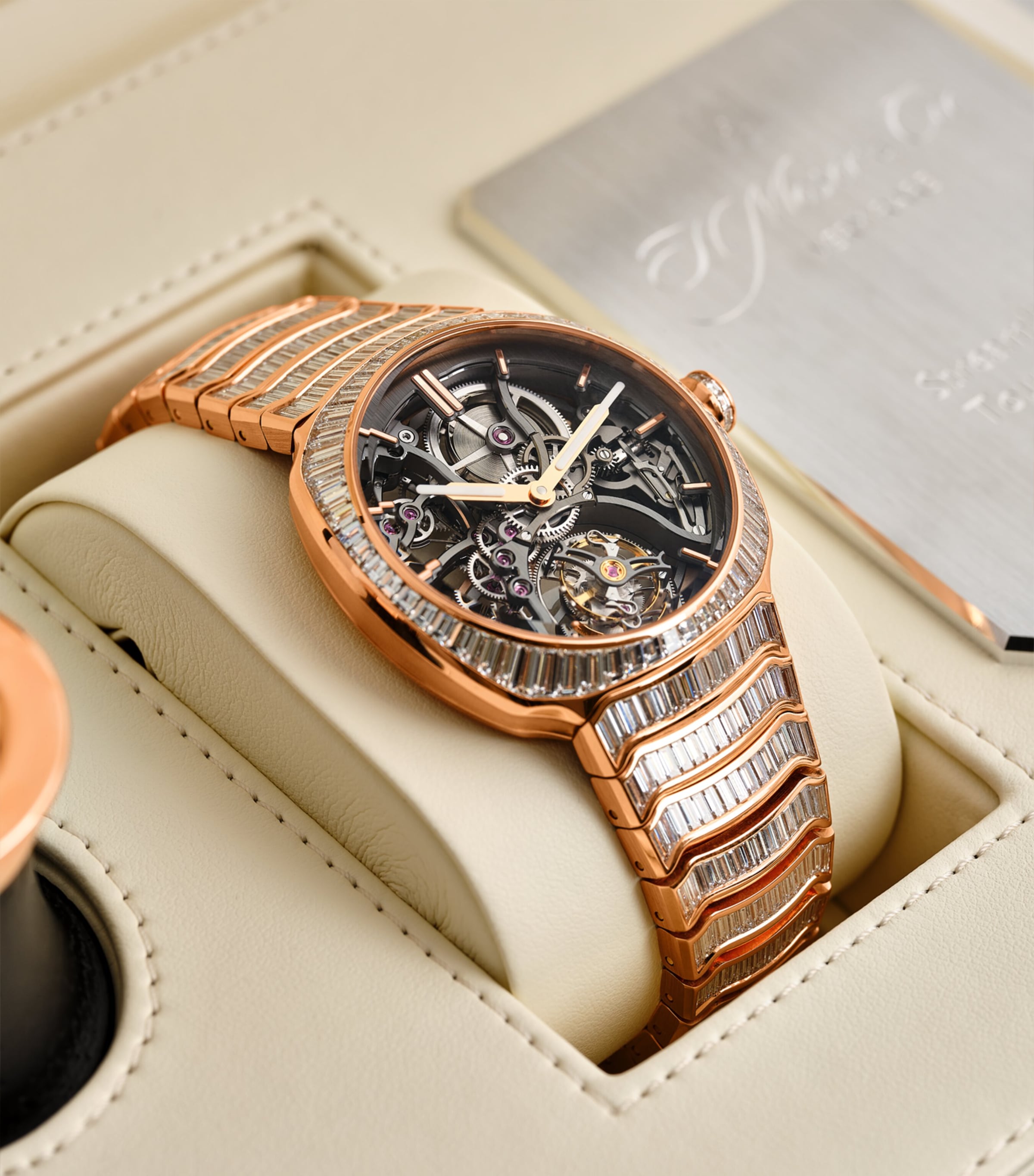 Rose Gold and Diamond Streamliner Tourbillon Skeleton Watch 40mm YELLOW GOLD Image 9
