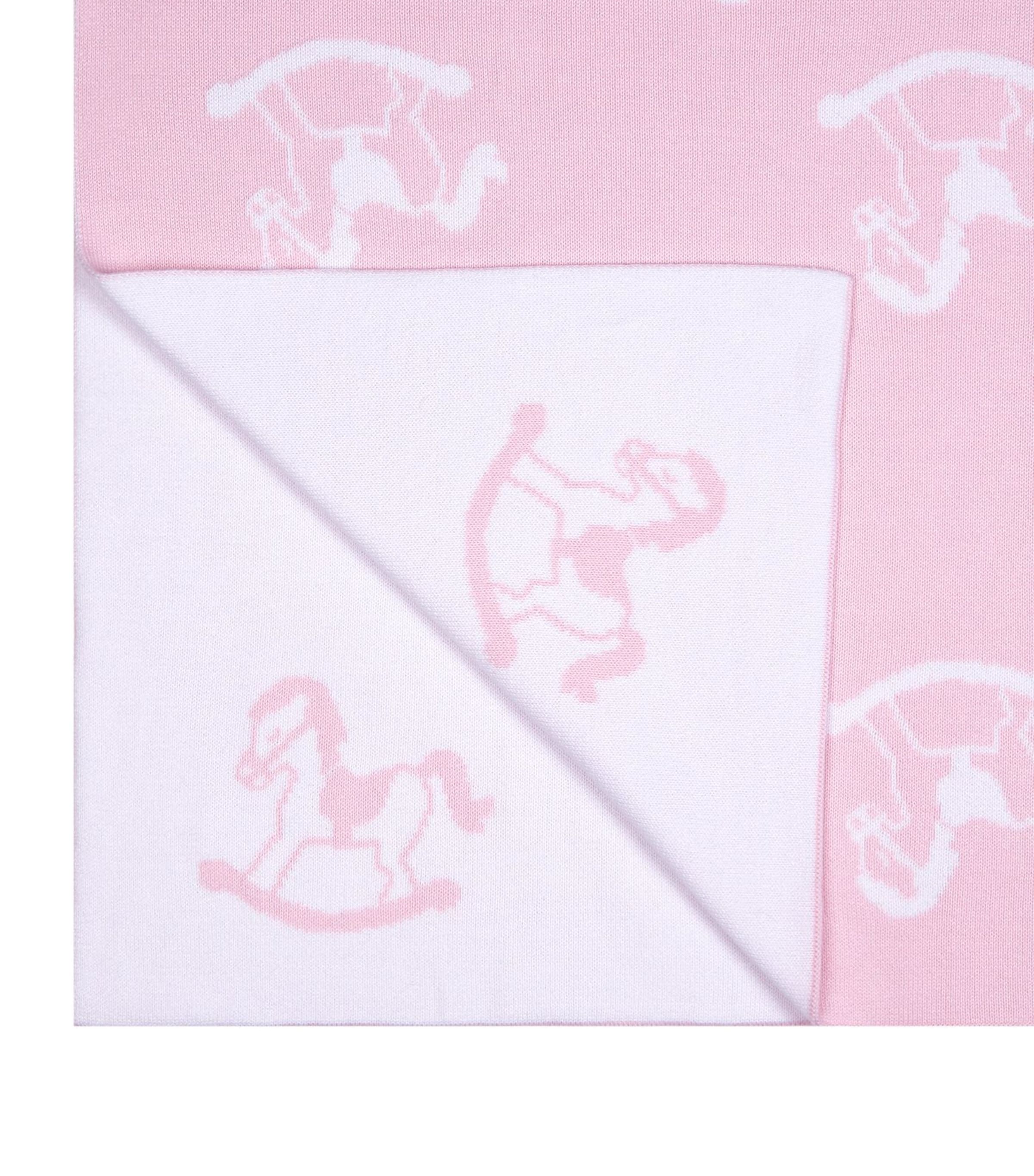 Knitted Rocking Horse Blanket PINK Image 2