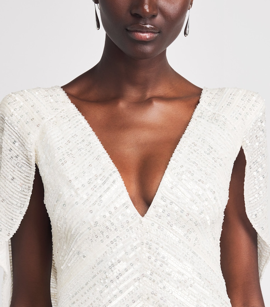 Jenny Packham Womens Sequin Fiore Gown Ivory Image 5