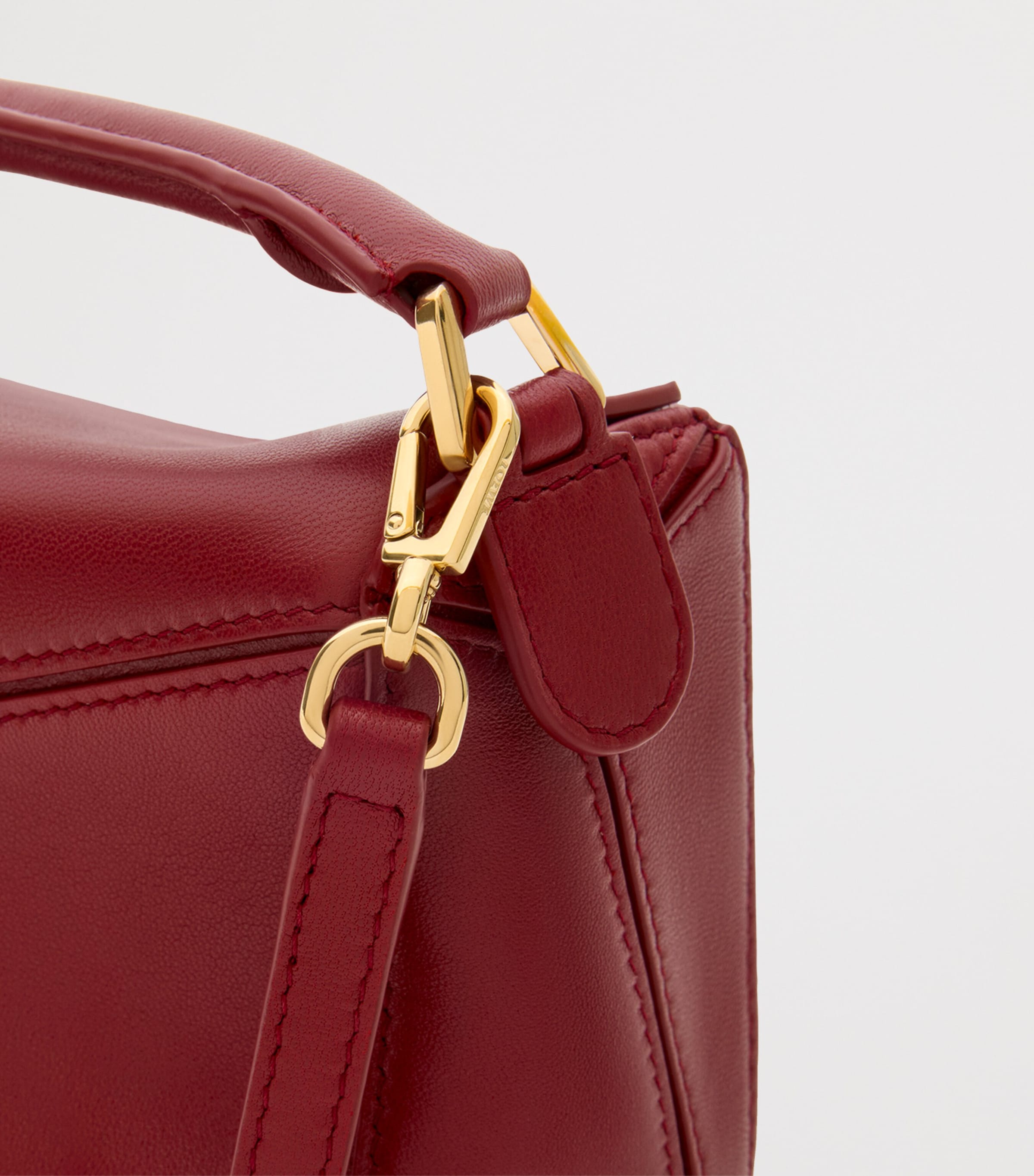 x Paula's Ibiza Mini Lambskin Puzzle Top-Handle Bag BURNT RED Image 10