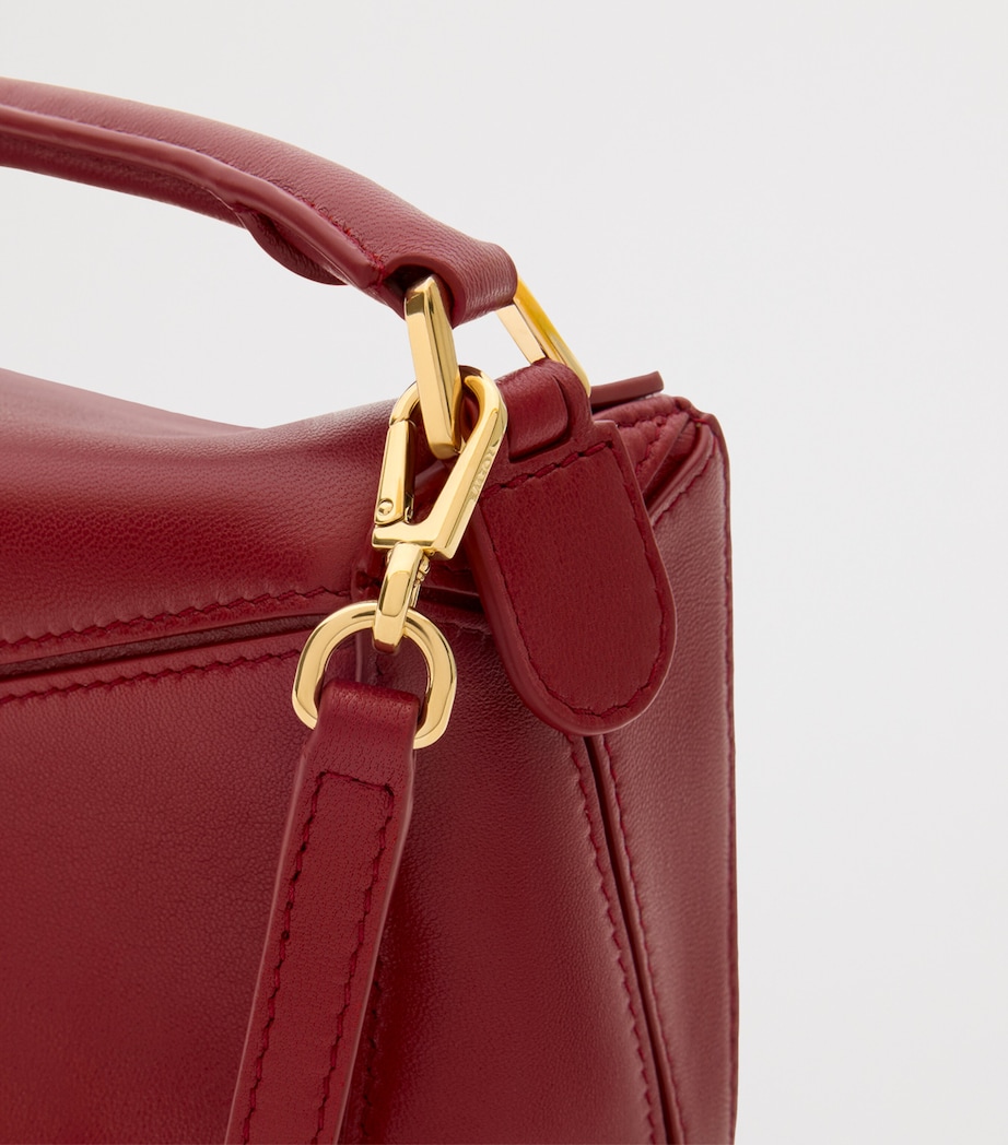 x Paula's Ibiza Mini Lambskin Puzzle Top-Handle Bag BURNT RED Image 10