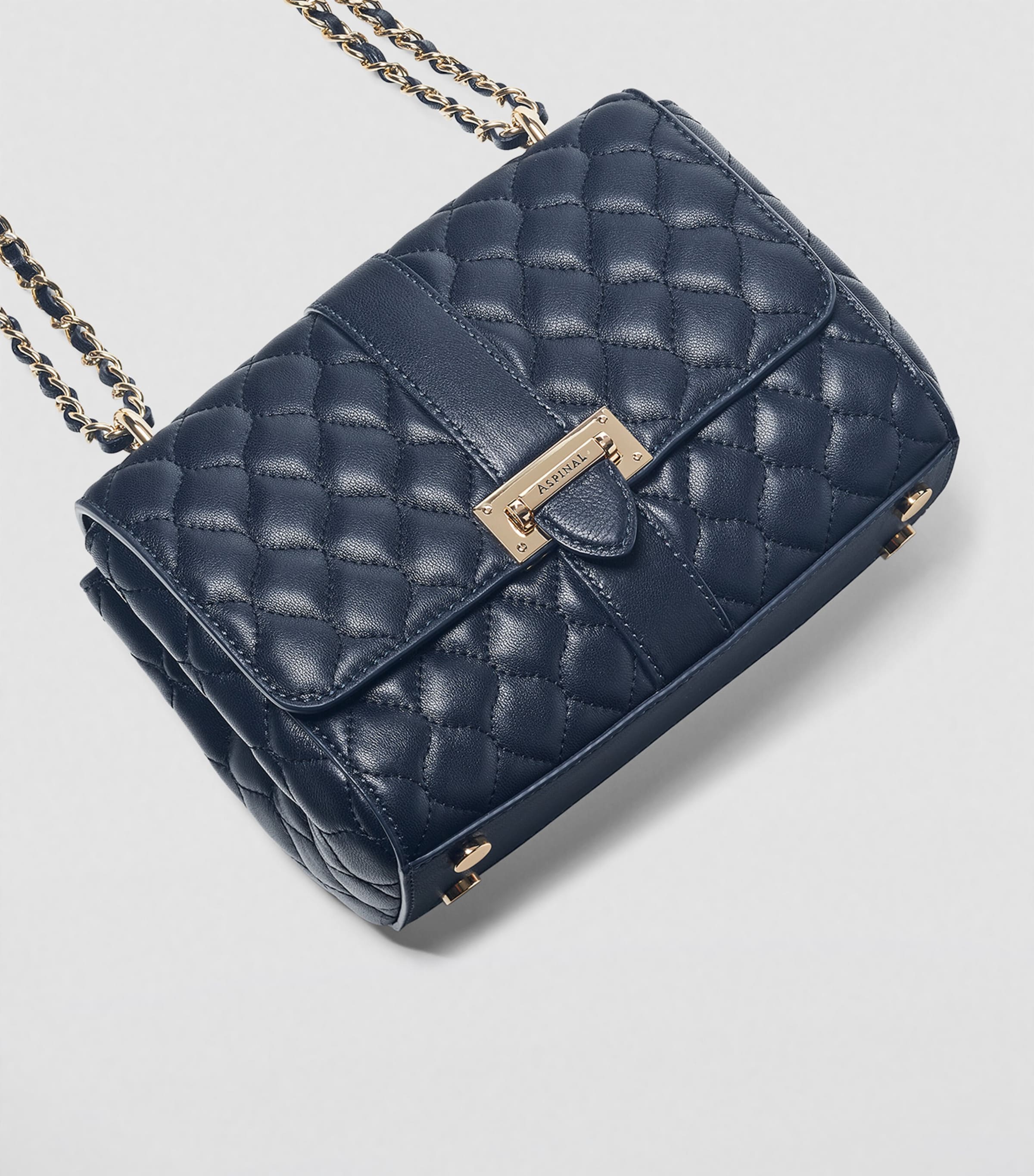 Leather Lottie Shoulder Bag NAVY Image 3