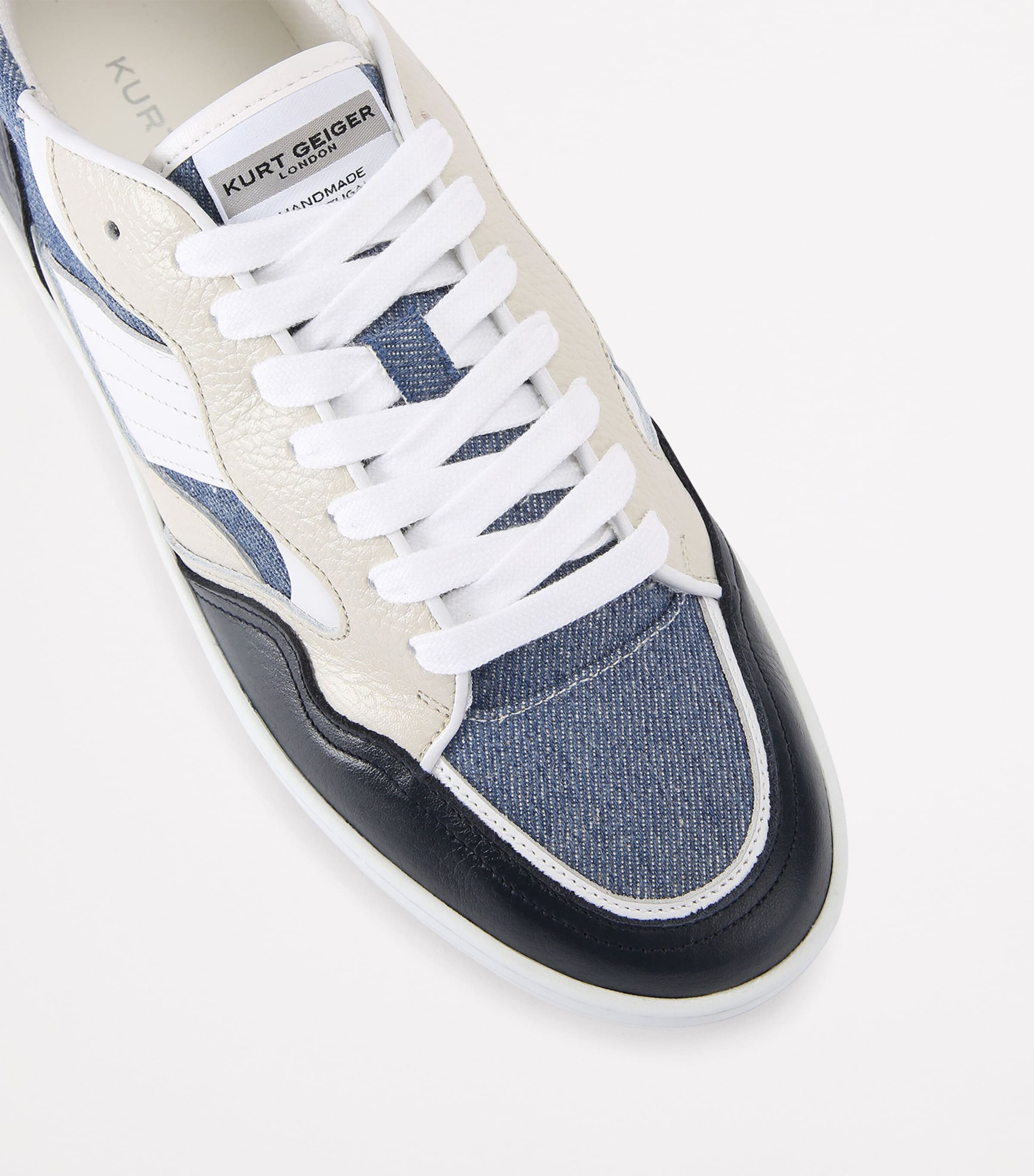 Kurt Geiger London Mens Denim-Leather Benn Sneakers Denim Image 3