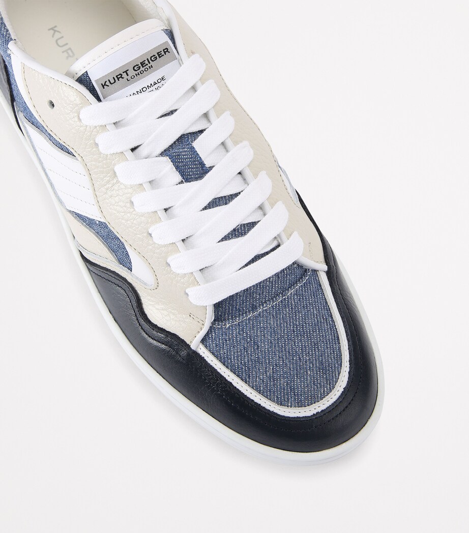 Kurt Geiger London Mens Denim-Leather Benn Sneakers Denim Image 3