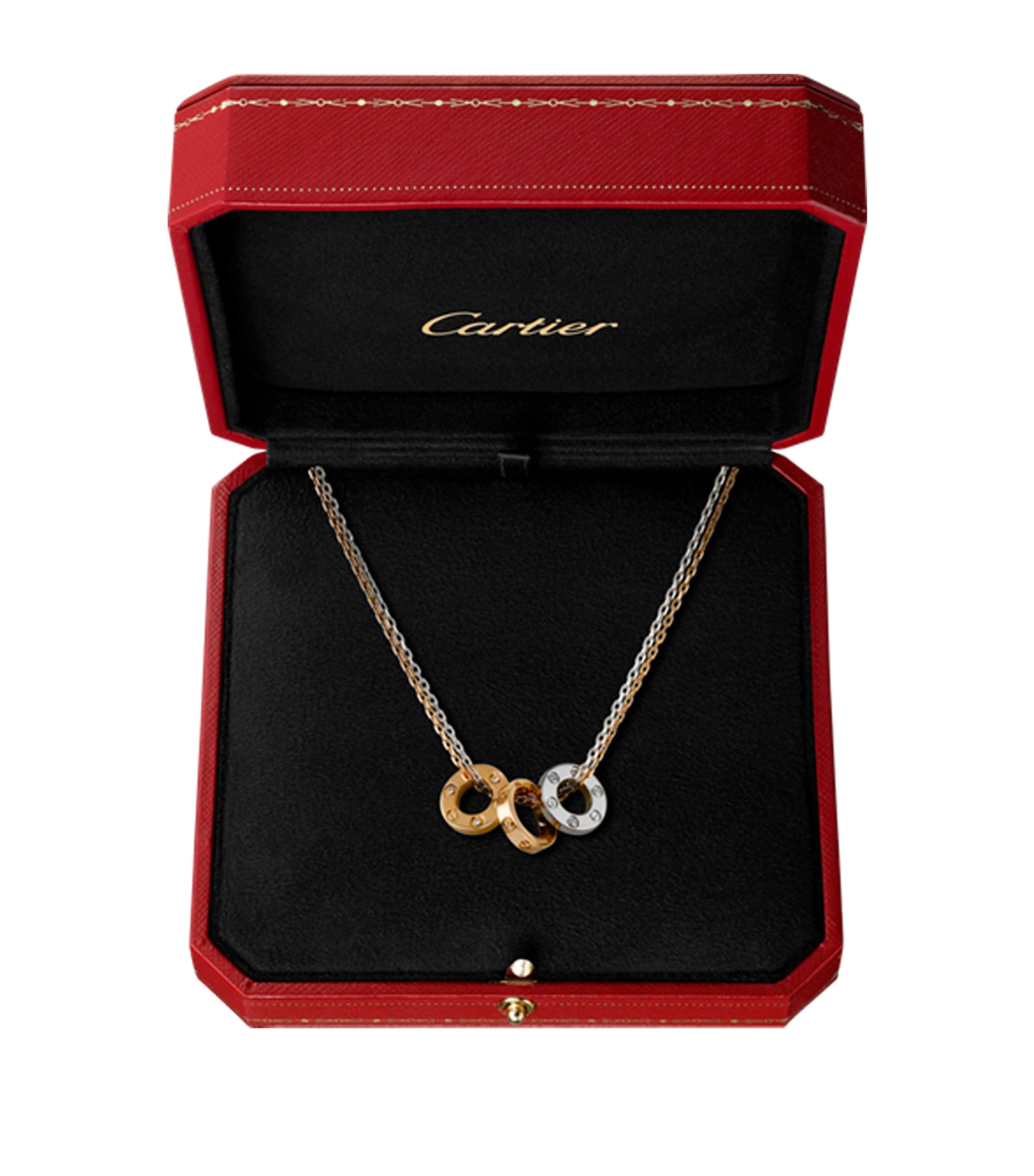 White, Rose Gold and Diamond LOVE Necklace ROSE GOLD Image 2