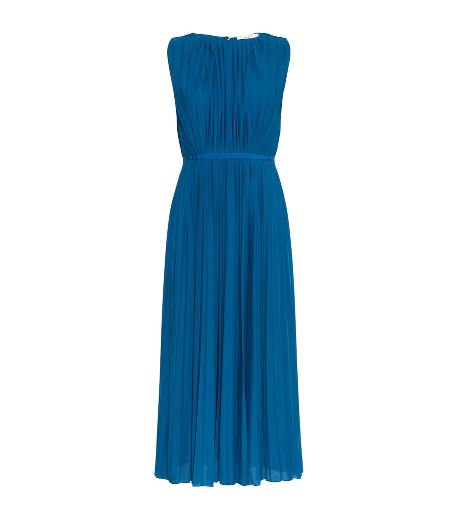 Max Mara Womens Sleeveless Pleated Midi Dress Navy Image 1