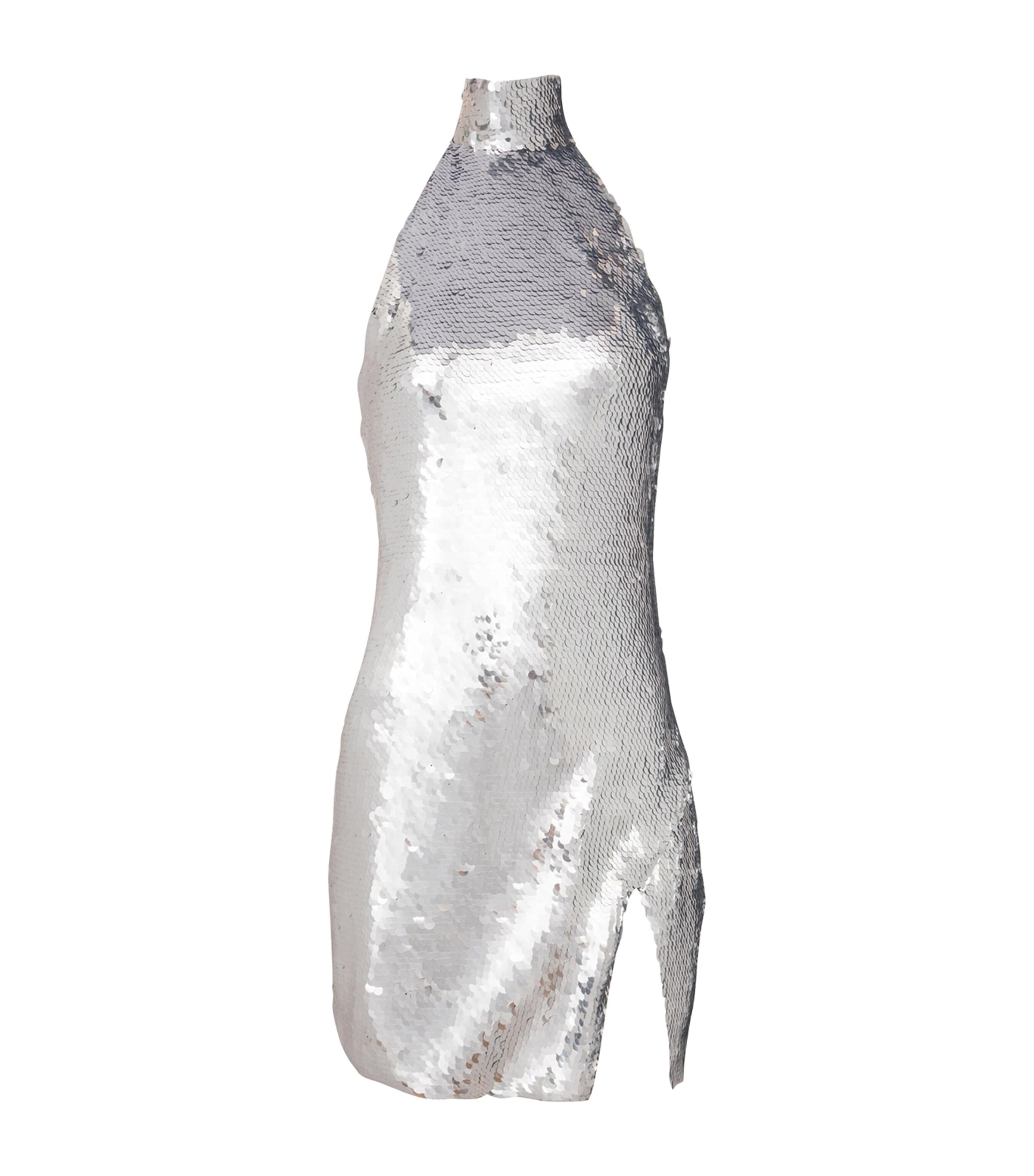Balmain Sequinned Halterneck Mini Dress