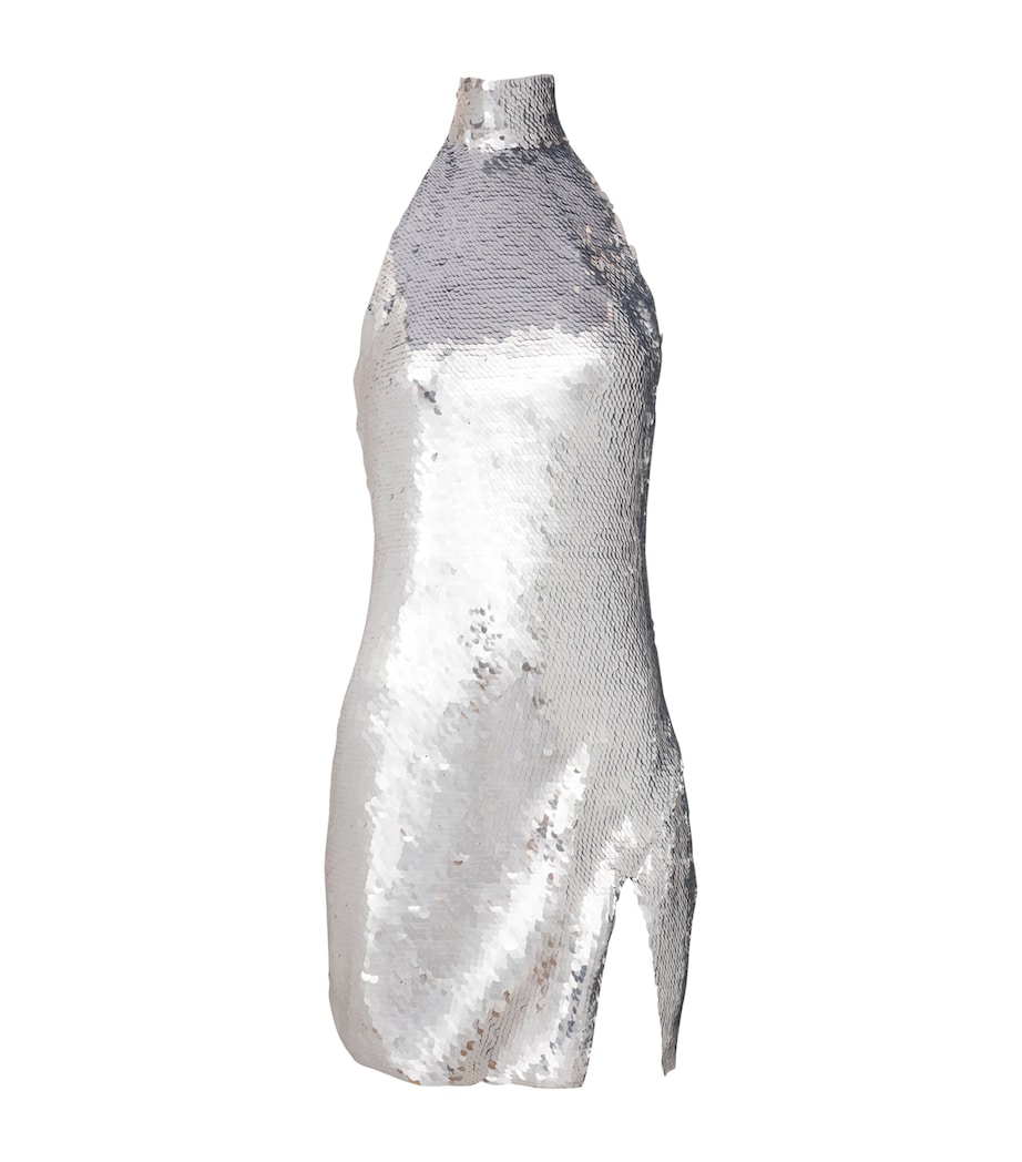 Sequinned Halterneck Mini Dress 9FC ARGENT?? Image 1
