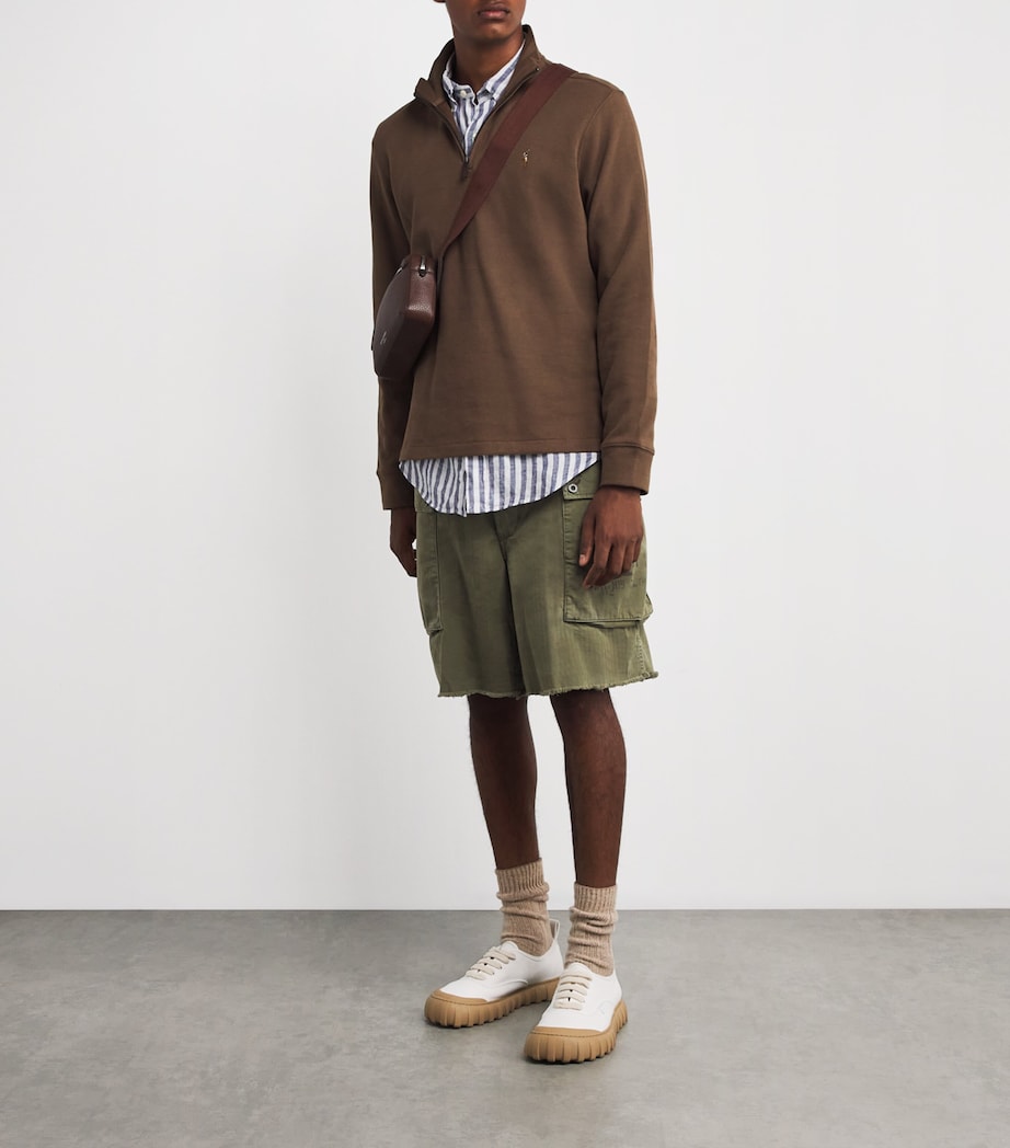 Cotton Relaxed Utility Cargo Shorts GREEN Image 2