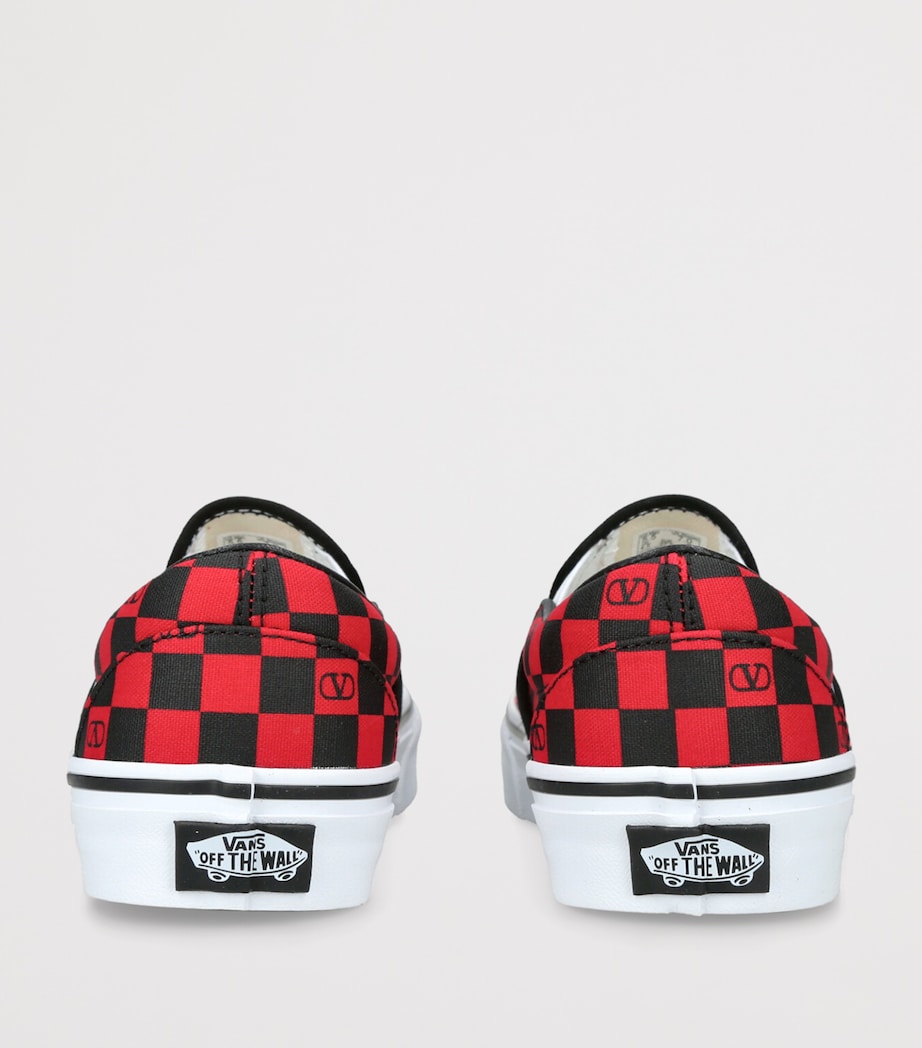 Valentino Garavani x Vans Canvas Checkerboard Slip-On Sneakers Red Comb Image 2