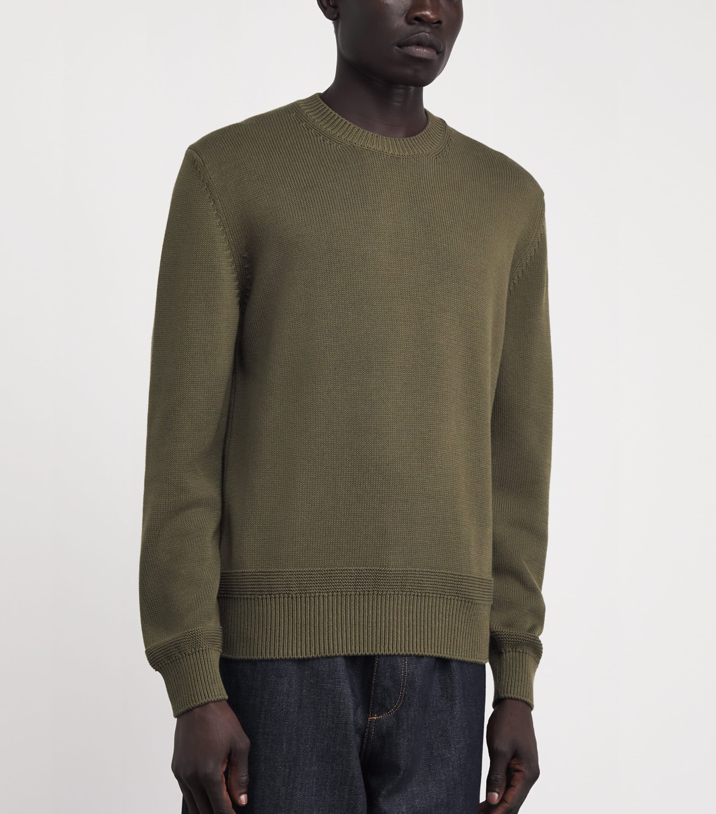 Moncler Green Cotton Tricot Sweater | Harrods US