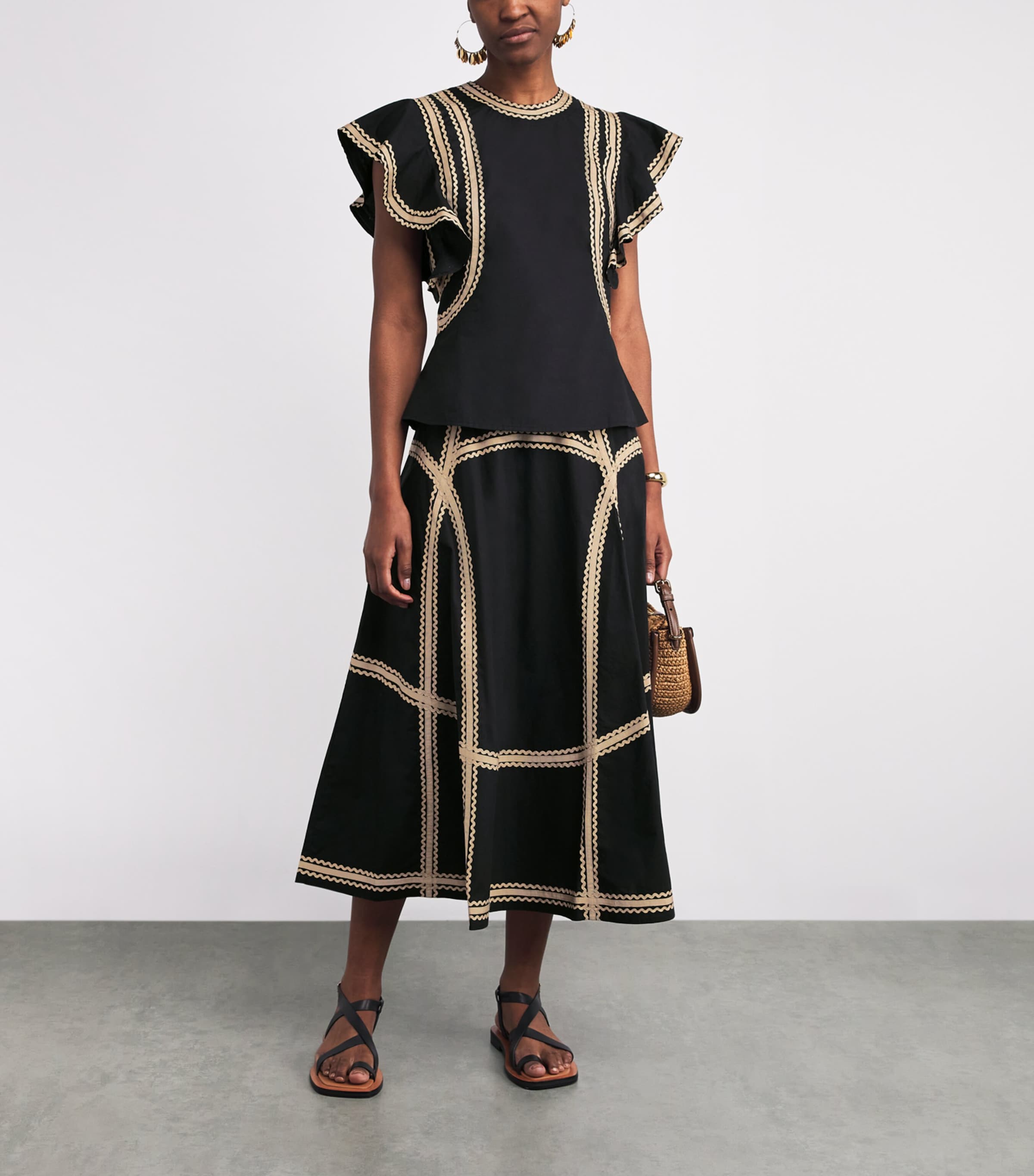 Cotton Norah Midi Skirt NOIR Image 2