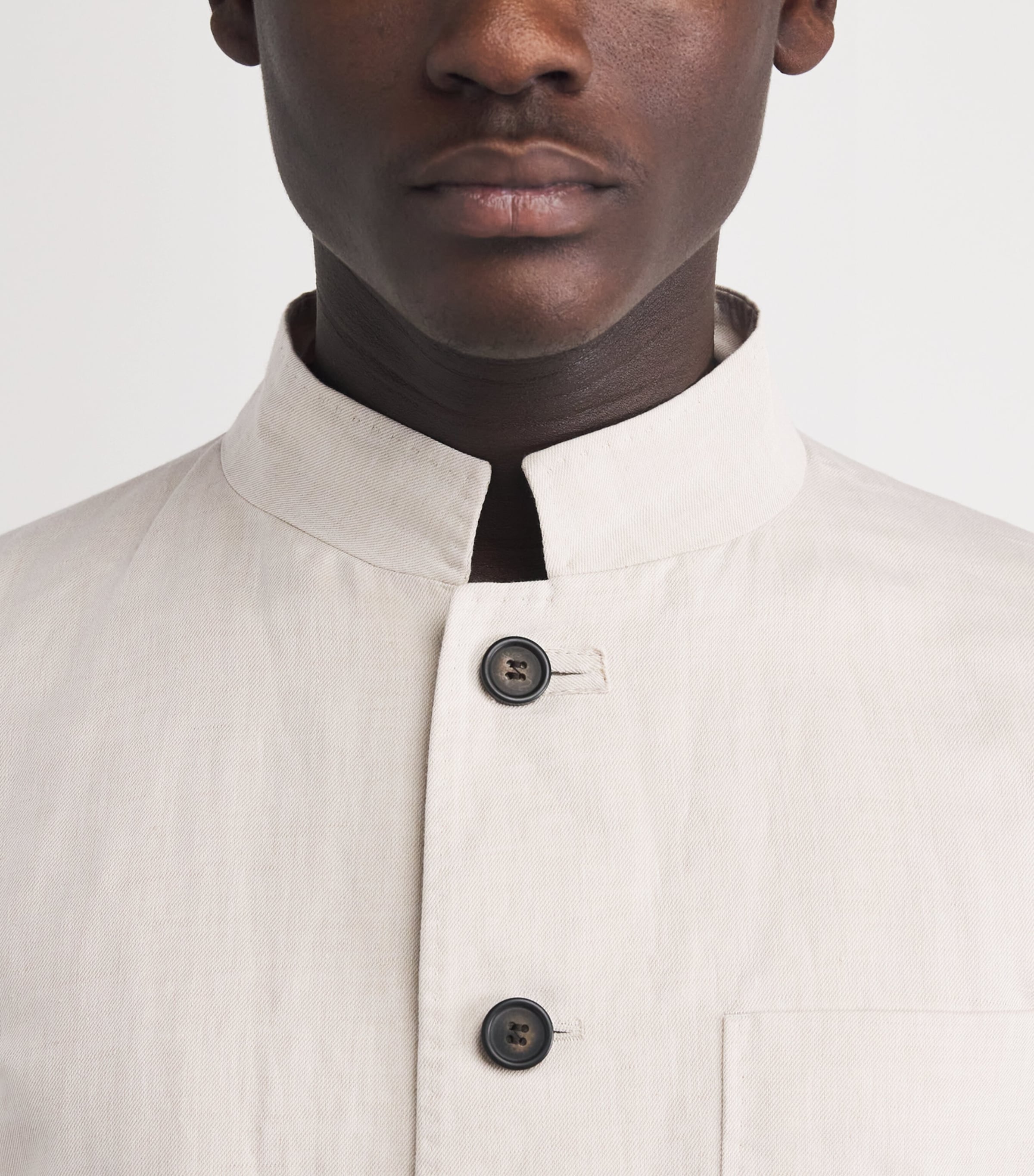 N.Peal Mens Linen-Cotton Portofino Overshirt Sand Image 3